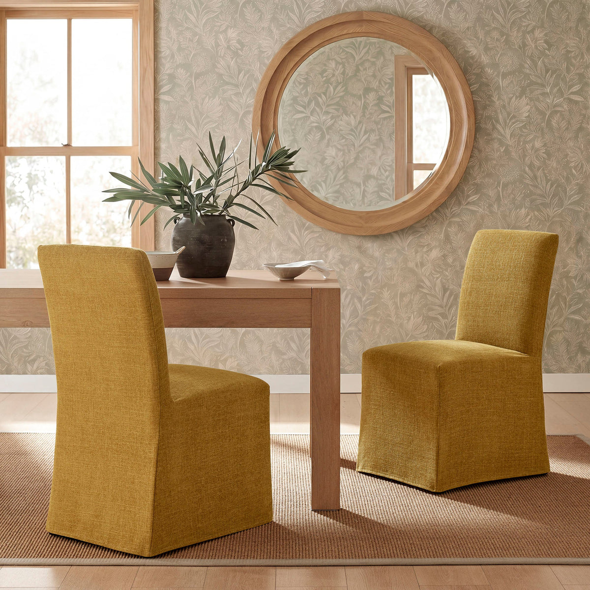 Aster Slub Weave Fabric Slipcovered Dining Chairs Set of 2 by Modway, photo 9 of 41