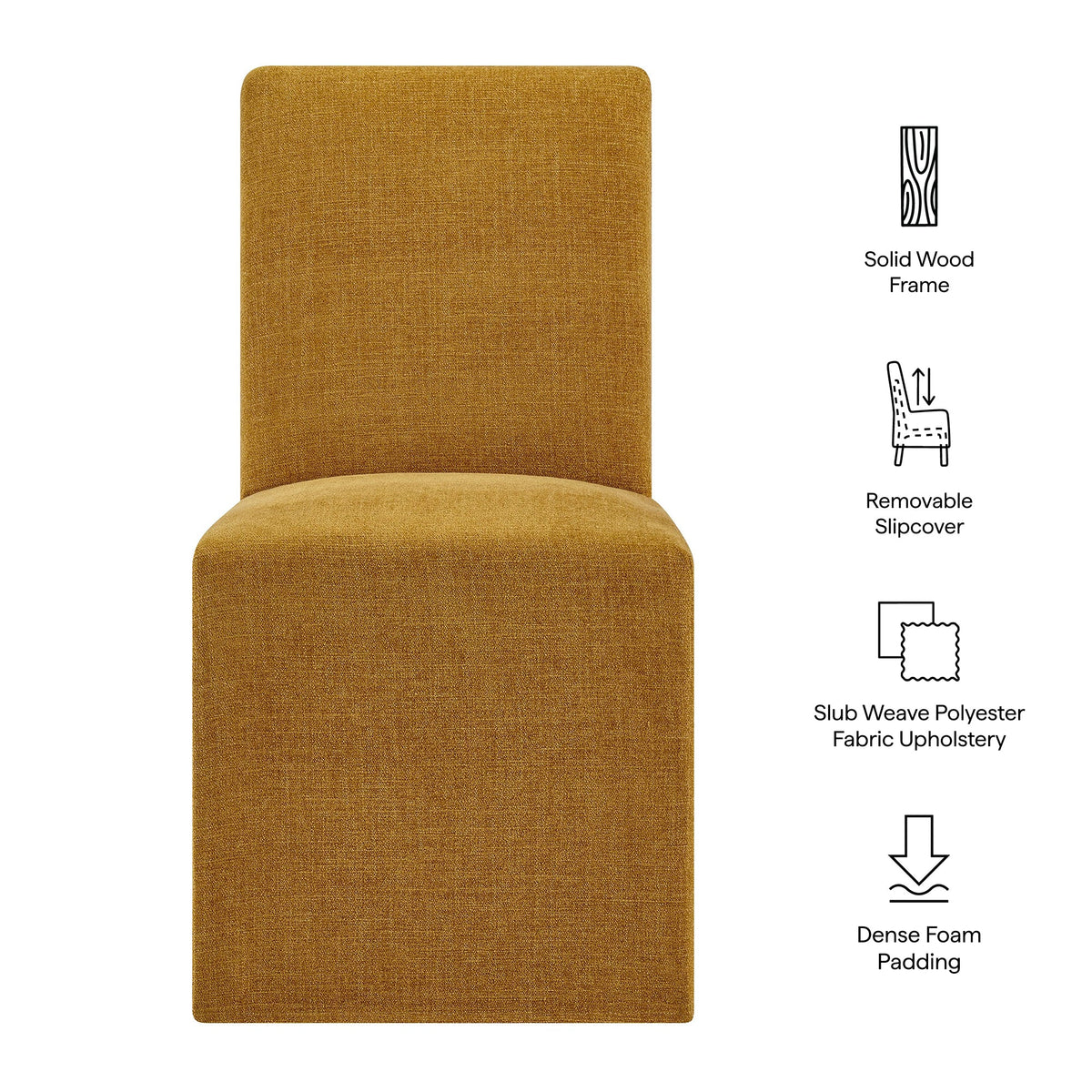 Aster Slub Weave Fabric Slipcovered Dining Chairs Set of 2 by Modway, photo 2 of 41