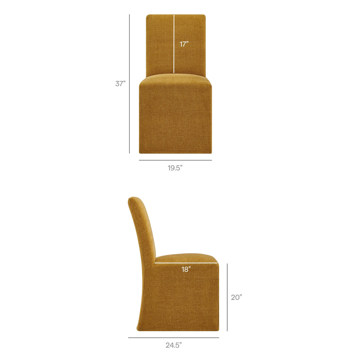 Aster Slub Weave Fabric Slipcovered Dining Chairs Set of 2 by Modway, photo 3 of 41