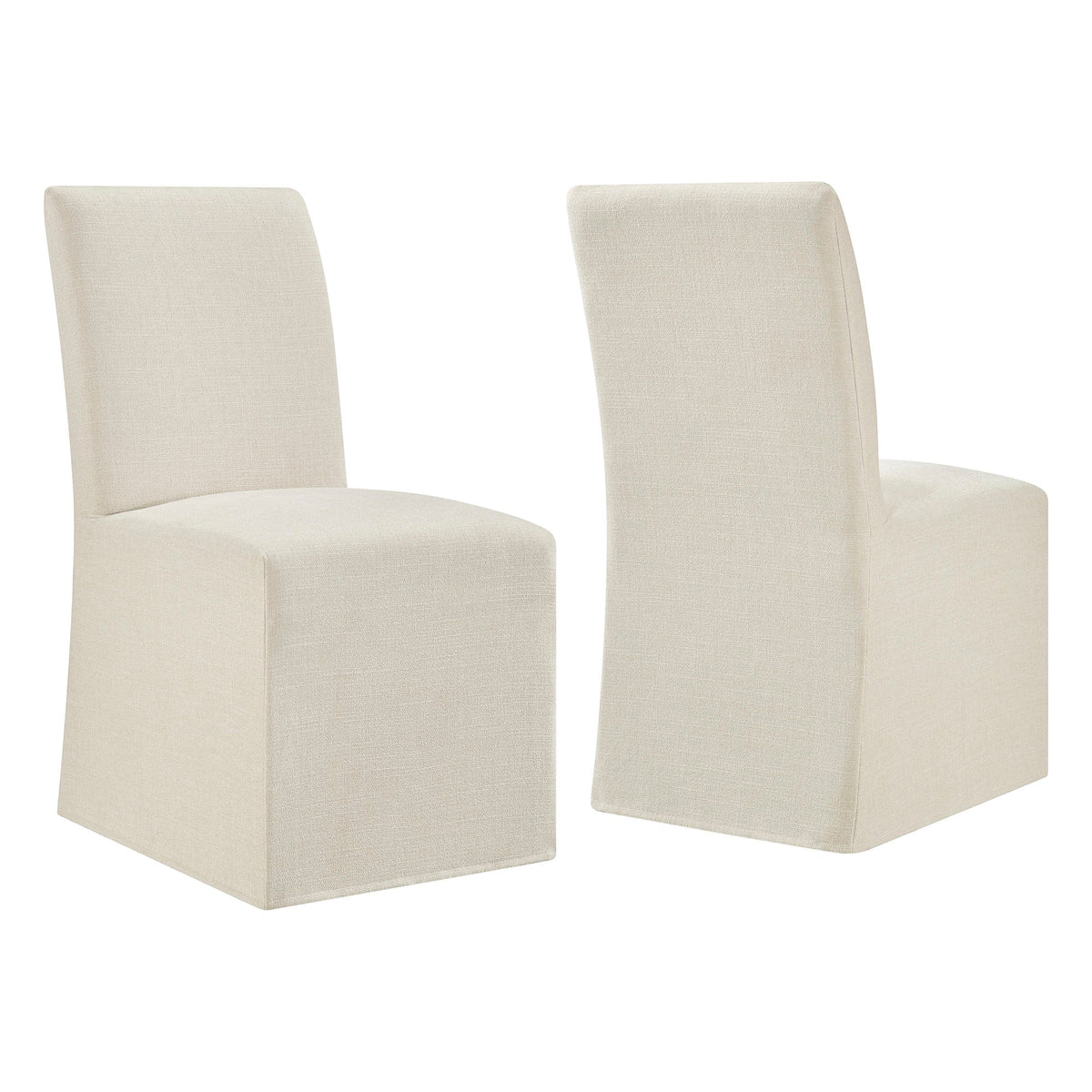 Aster Slub Weave Fabric Slipcovered Dining Chairs Set of 2 by Modway, photo 12 of 41