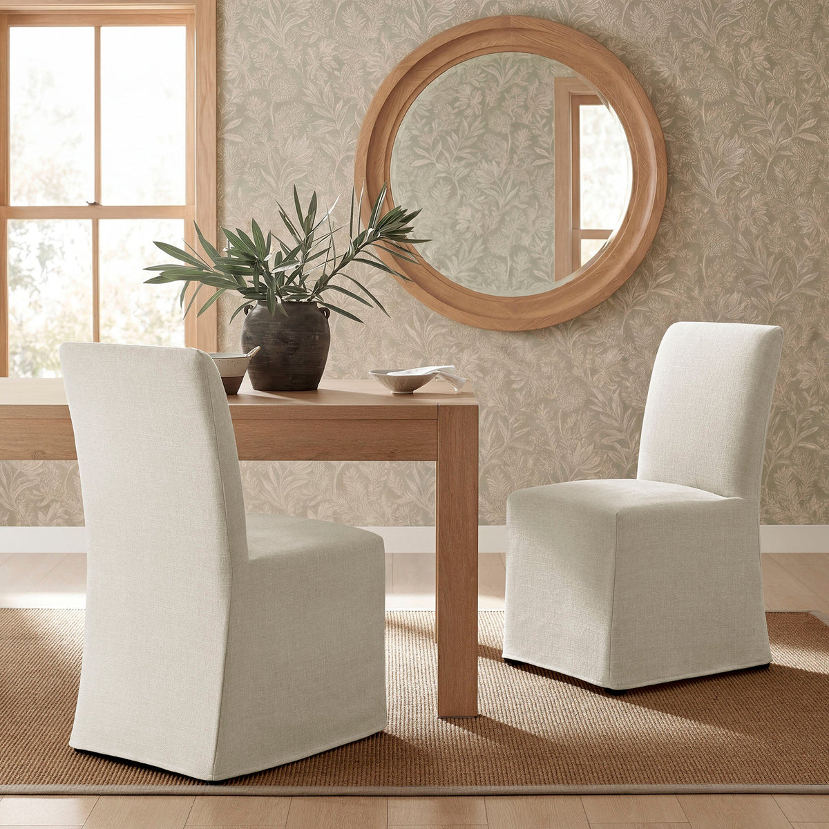 Aster Slub Weave Fabric Slipcovered Dining Chairs Set of 2 by Modway, photo 20 of 41