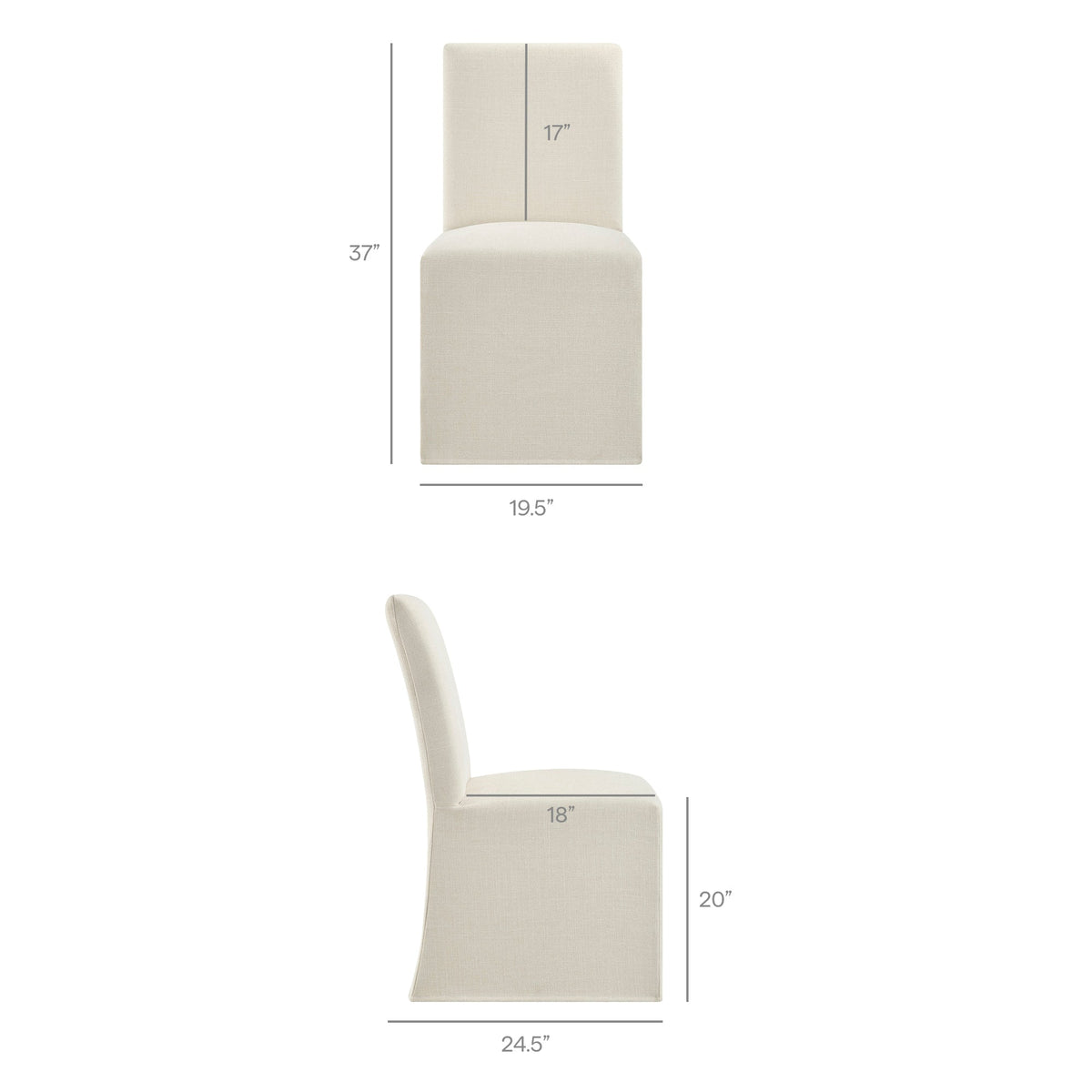 Aster Slub Weave Fabric Slipcovered Dining Chairs Set of 2 by Modway, photo 14 of 41