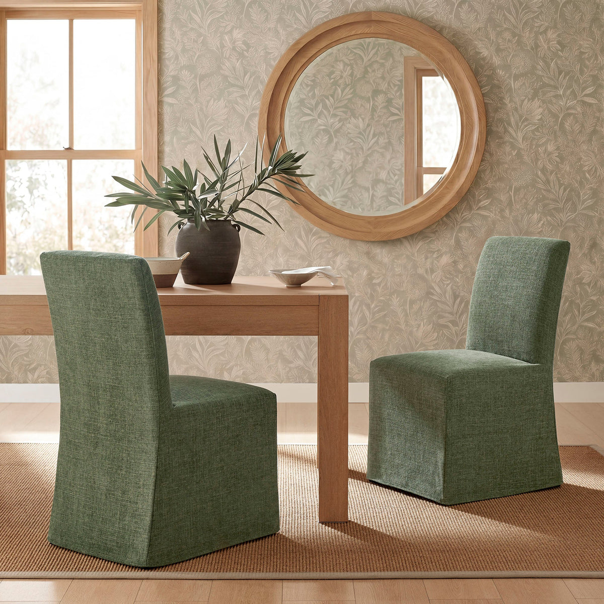 Aster Slub Weave Fabric Slipcovered Dining Chairs Set of 2 by Modway, photo 31 of 41