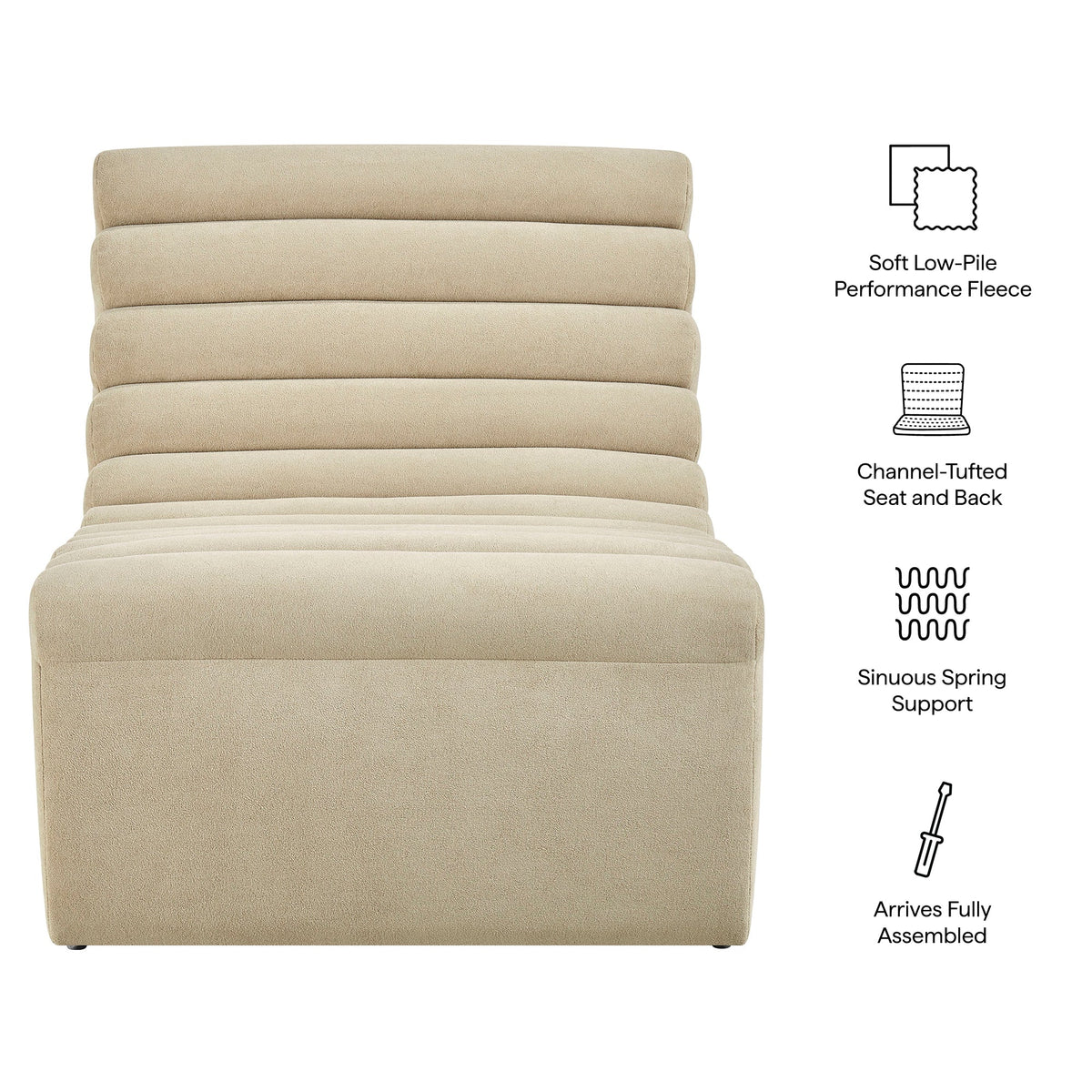 Corbin Performance Fleece Armless Accent Chair by Modway, photo 2 of 18