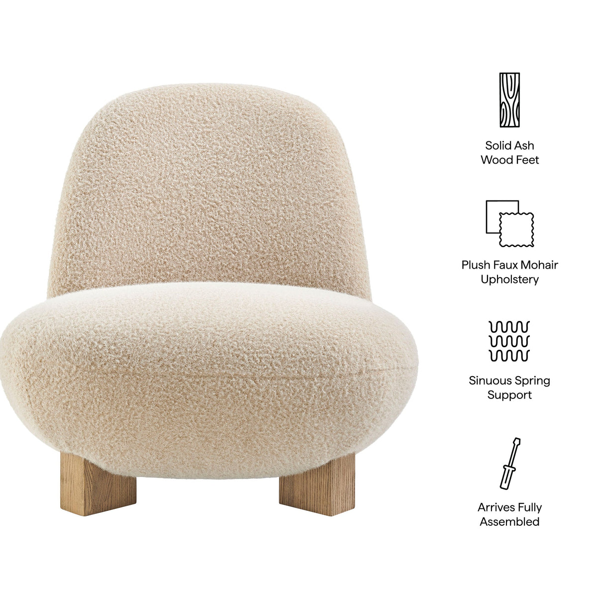 Norwood Faux Mohair Bean Shaped Accent Chair by Modway, photo 2 of 27