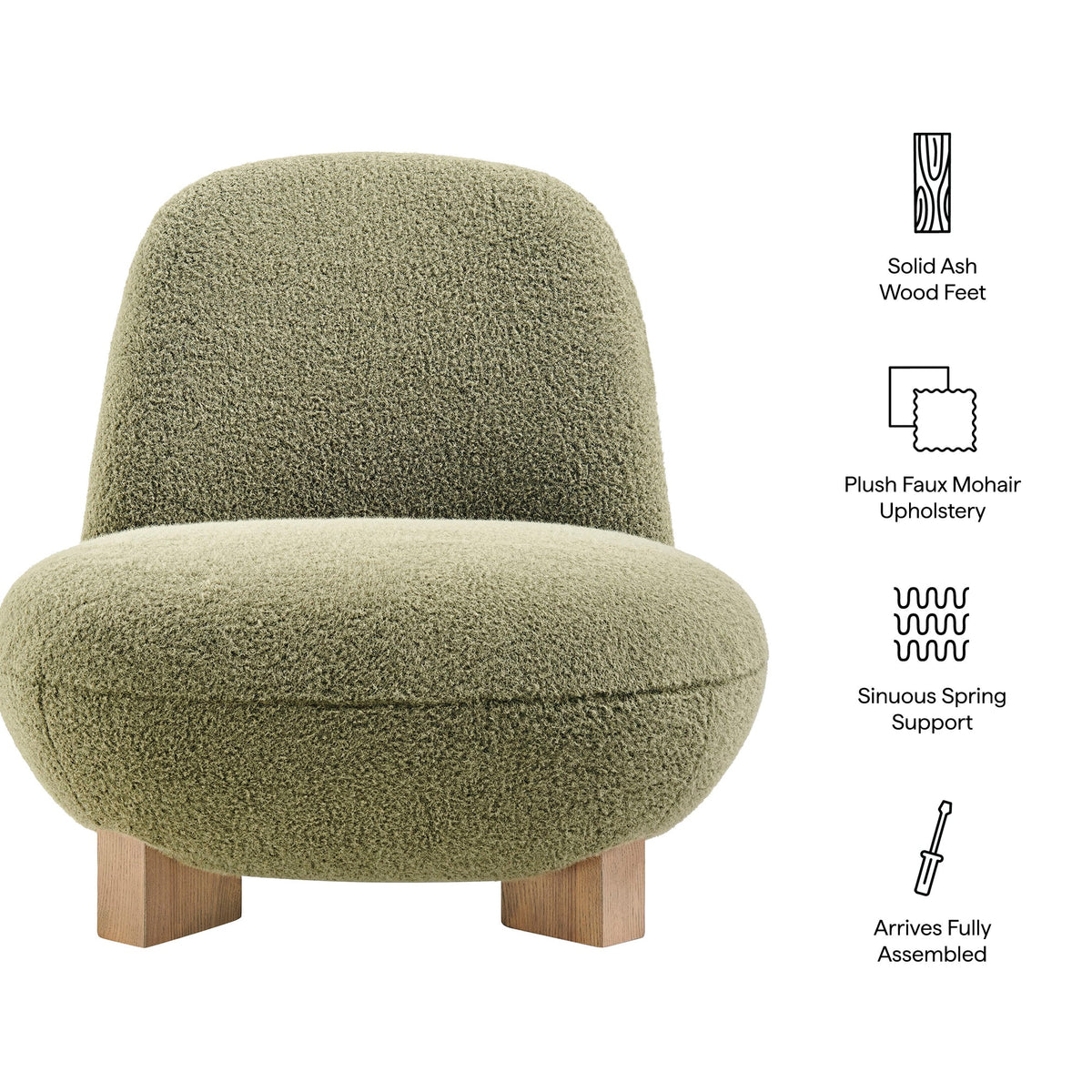 Norwood Faux Mohair Bean Shaped Accent Chair by Modway, photo 11 of 27