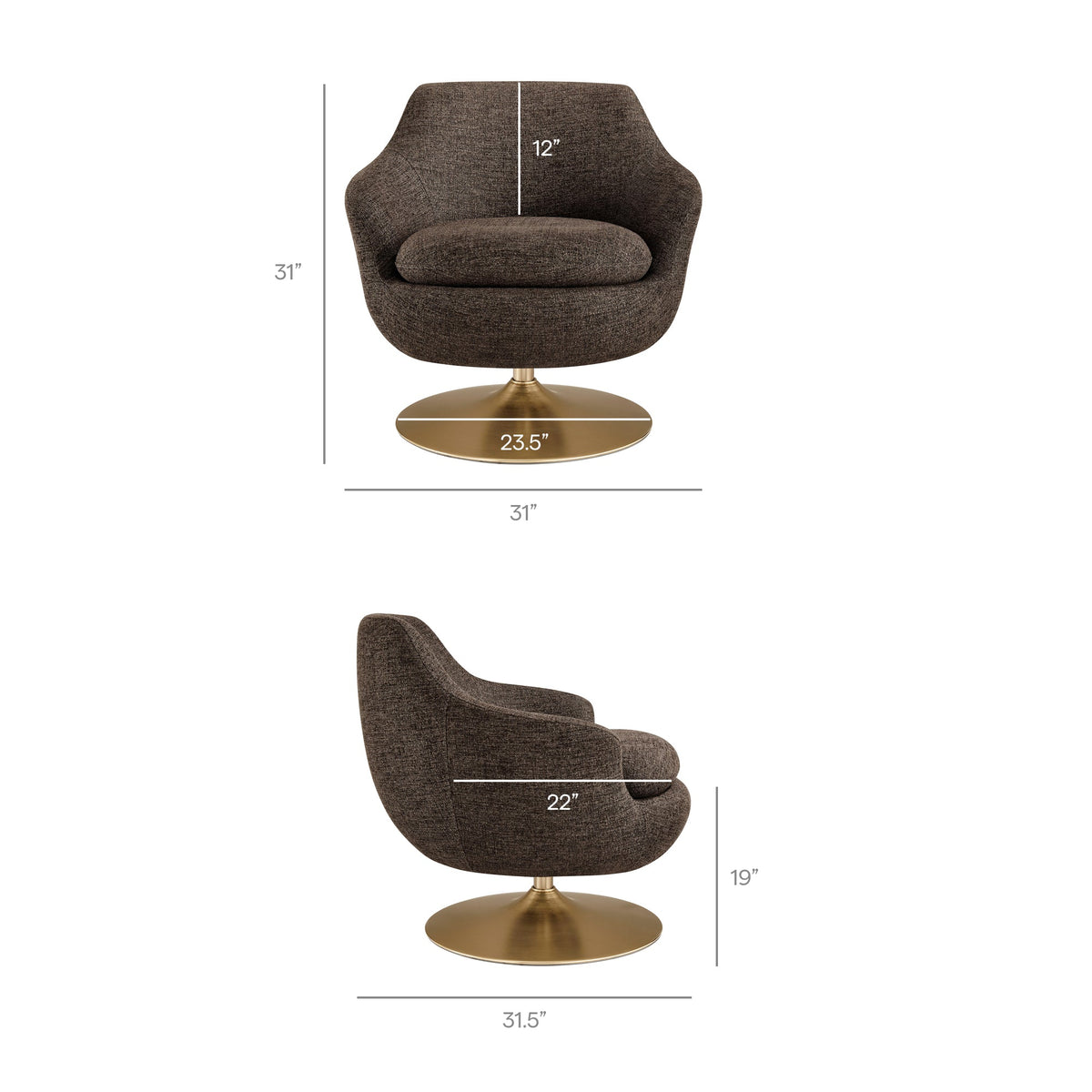 Quimby Melange Chenille Swivel Accent Chair by Modway, photo 3 of 27