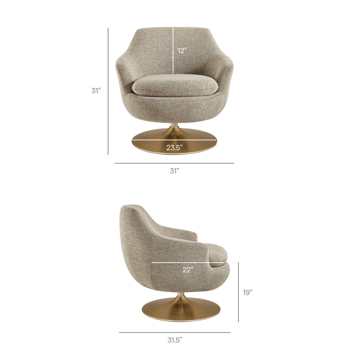 Quimby Melange Chenille Swivel Accent Chair by Modway, photo 12 of 27