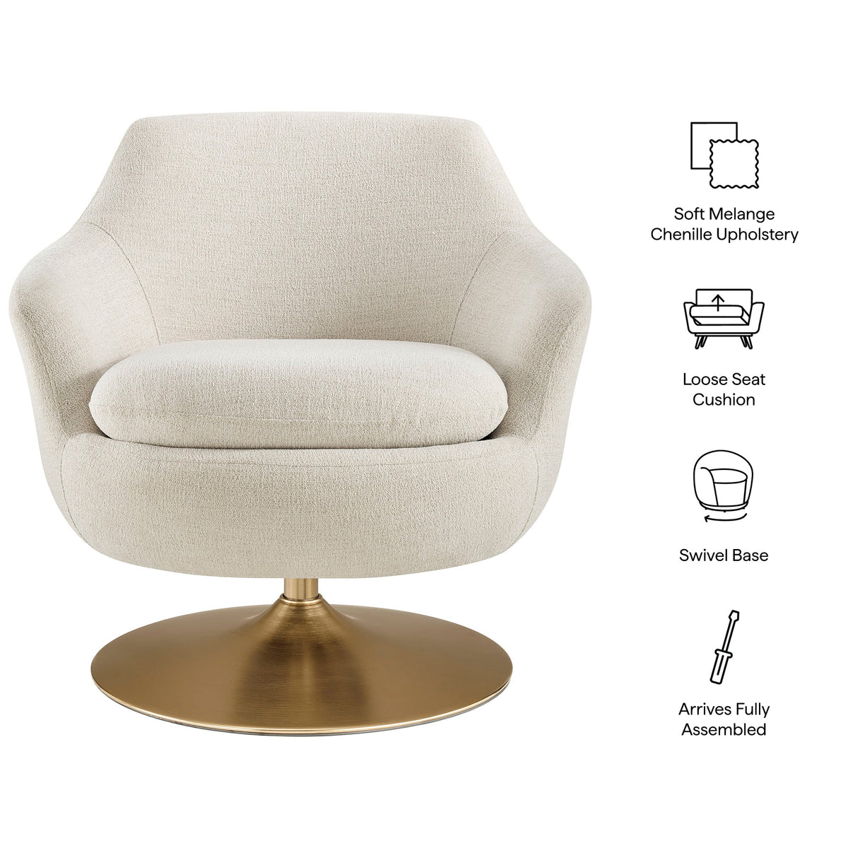 Quimby Melange Chenille Swivel Accent Chair by Modway, photo 20 of 27