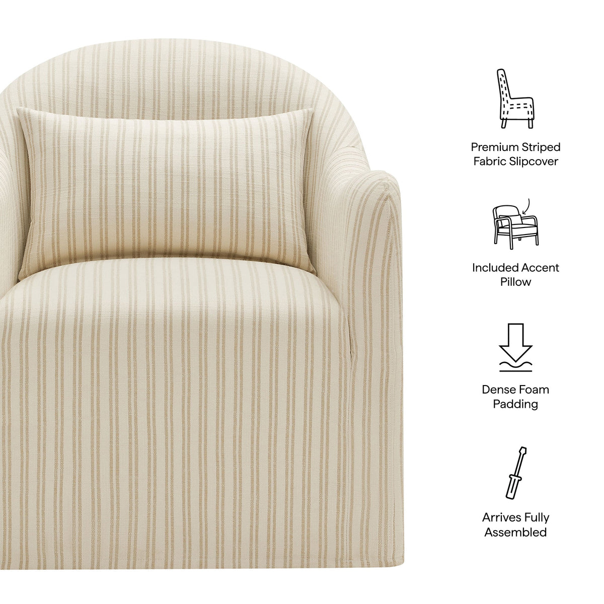 Bardot Striped Accent Chair by Modway, photo 2 of 18