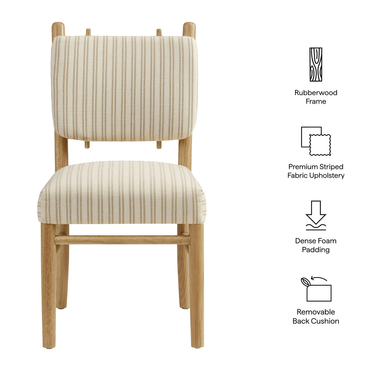 Mauden Striped Dining Side Chairs Set of 2 by Modway, photo 2 of 20
