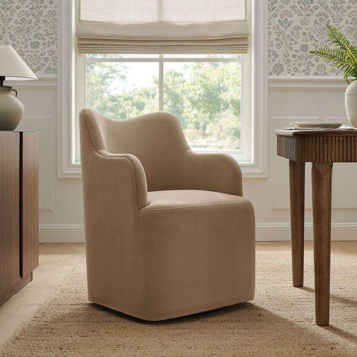 Cordelle Linen Blend Swivel Dining Chair by Modway, photo 8 of 40