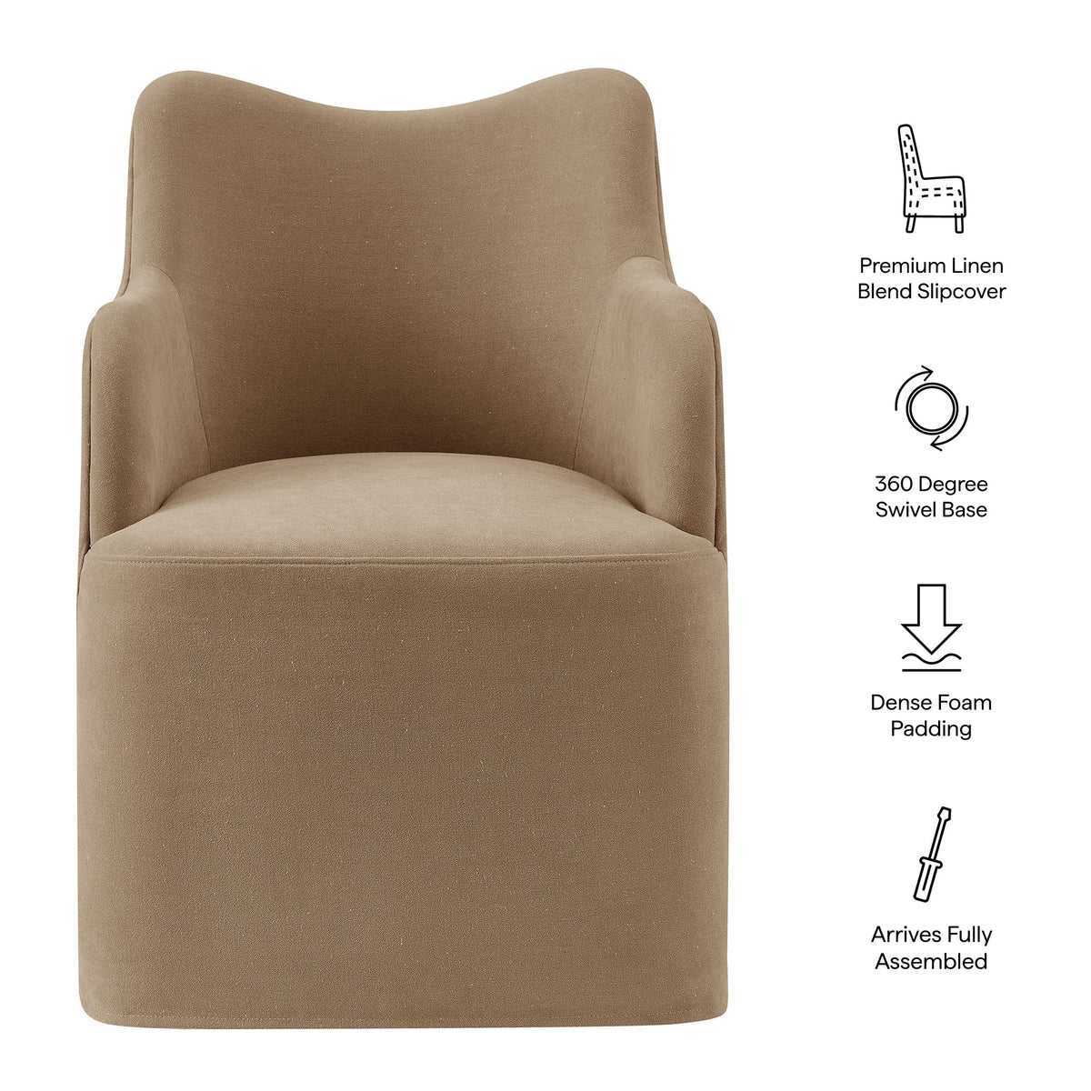 Cordelle Linen Blend Swivel Dining Chair by Modway, photo 2 of 40