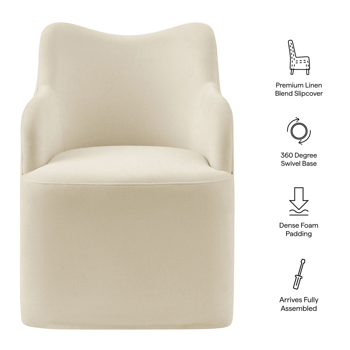 Cordelle Linen Blend Swivel Dining Chair by Modway, photo 11 of 40