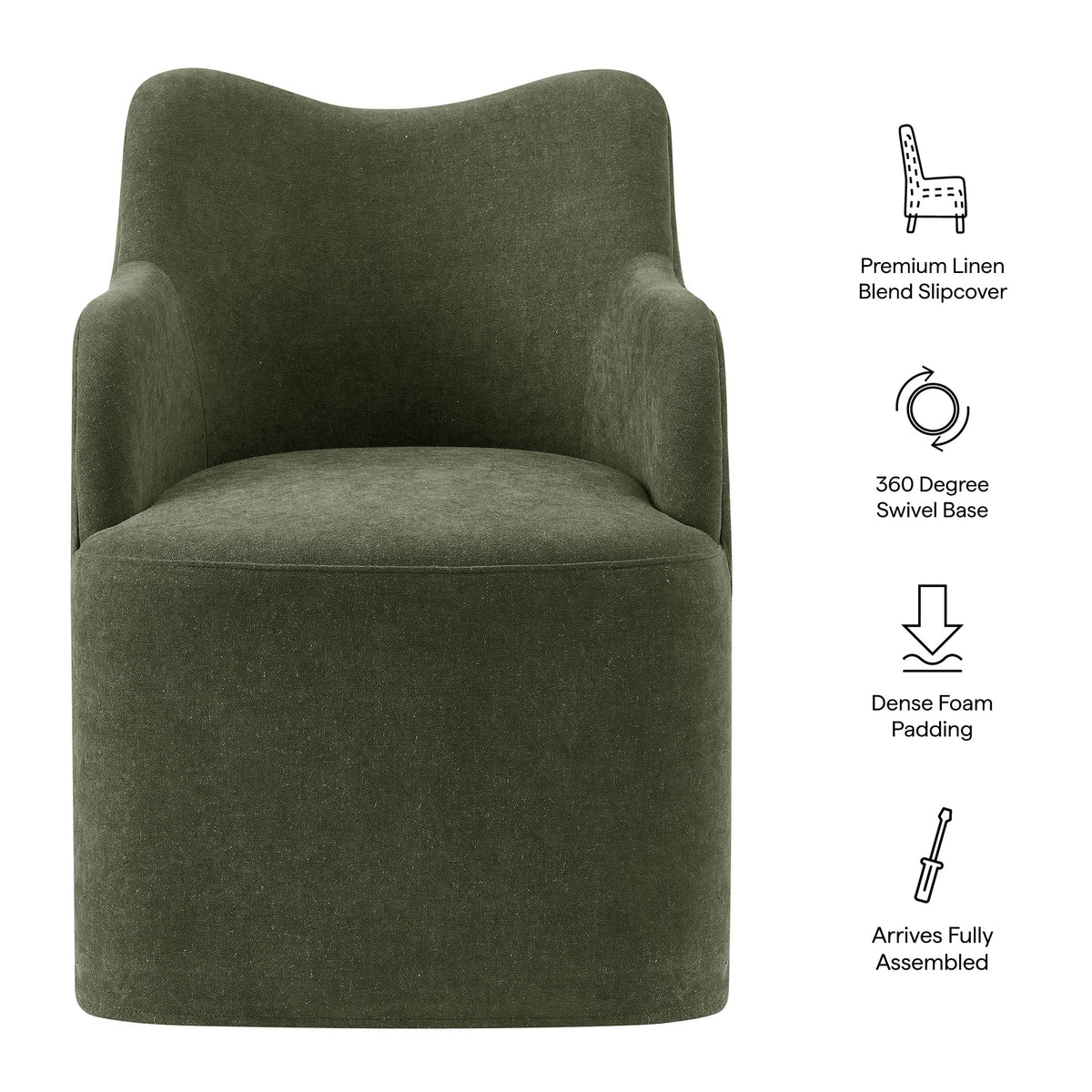 Cordelle Linen Blend Swivel Dining Chair by Modway, photo 20 of 40