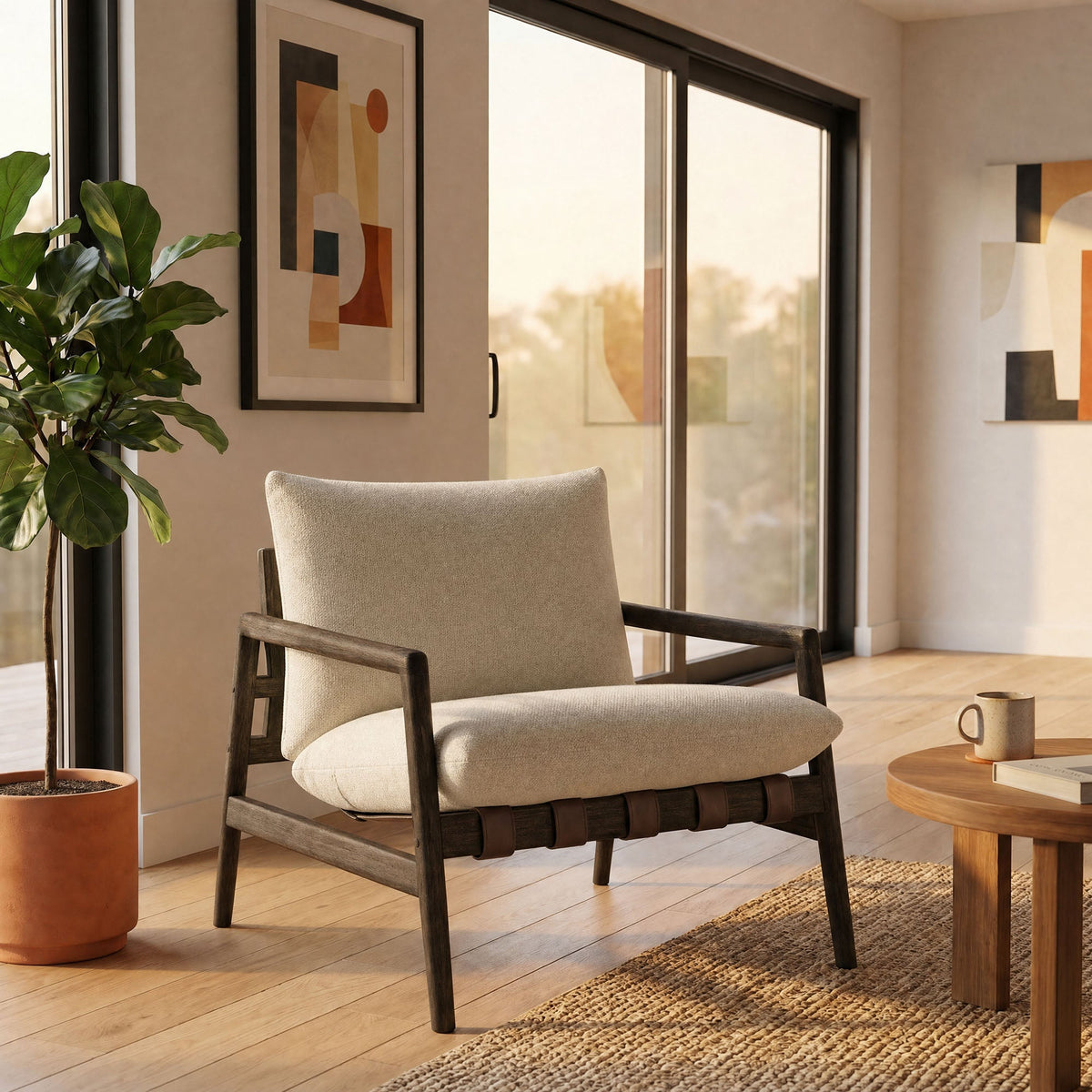 Nomi Outdoor Patio Teak Wood Sling Chair by Modway, photo 11 of 36