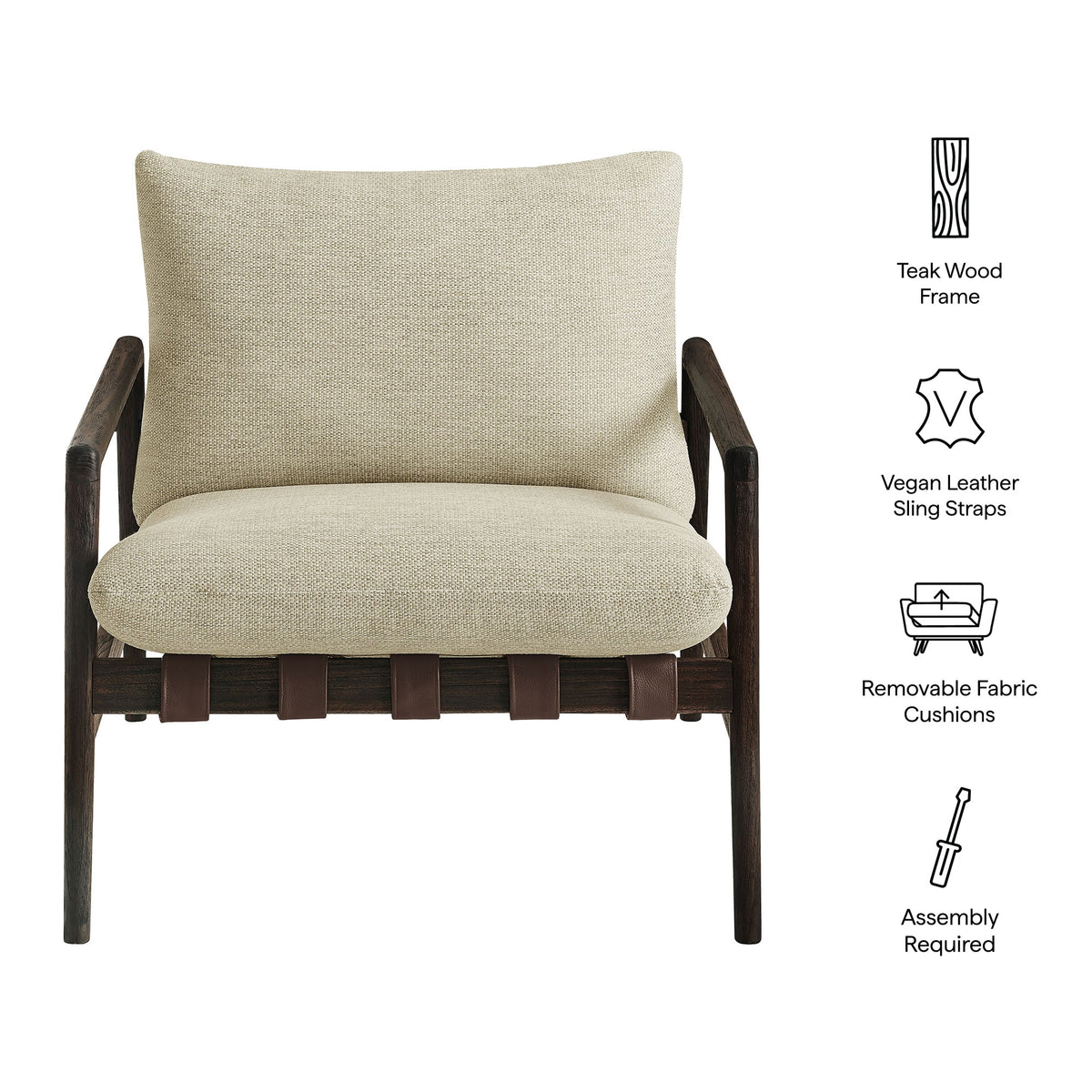 Nomi Outdoor Patio Teak Wood Sling Chair by Modway, photo 2 of 36
