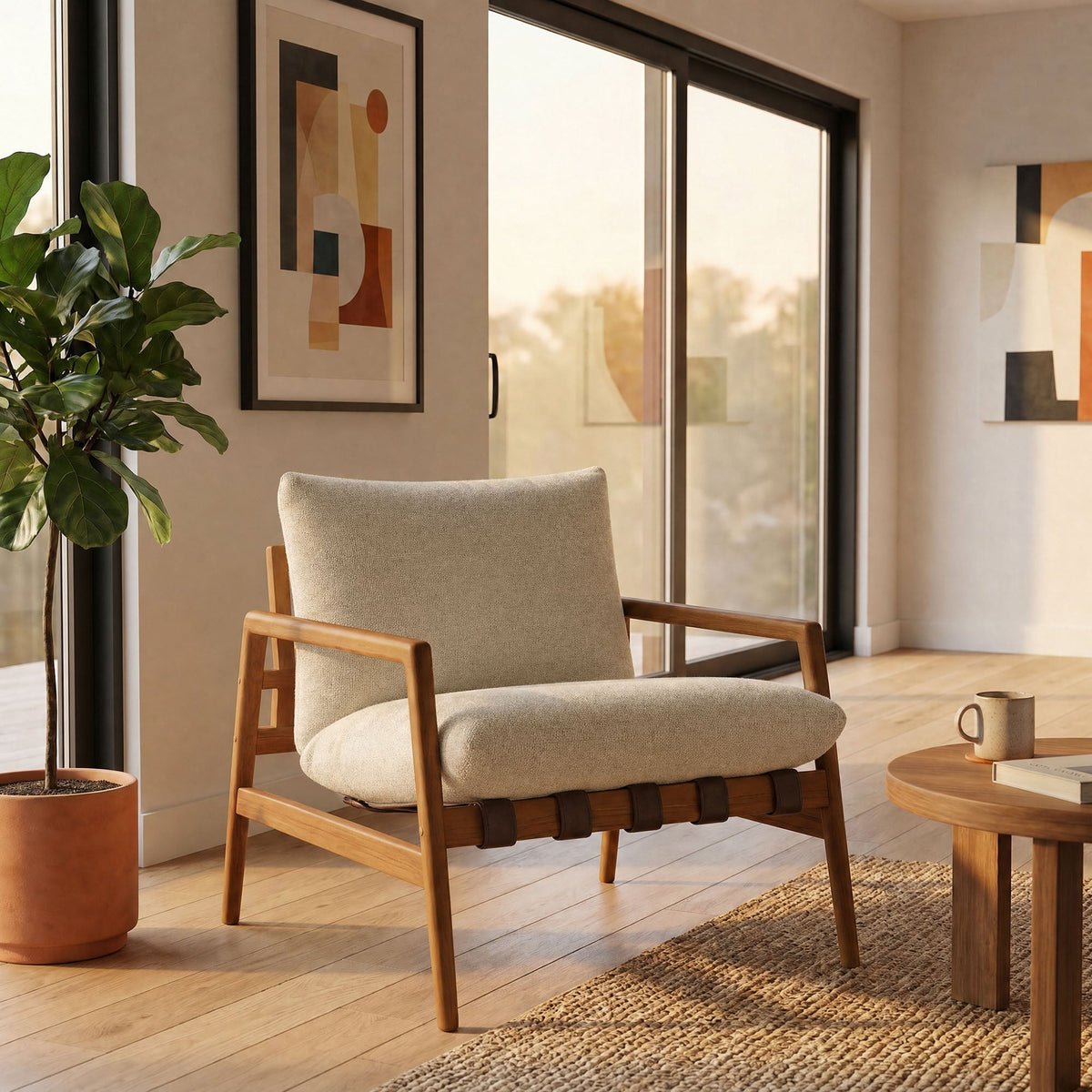 Nomi Outdoor Patio Teak Wood Sling Chair by Modway, photo 23 of 36