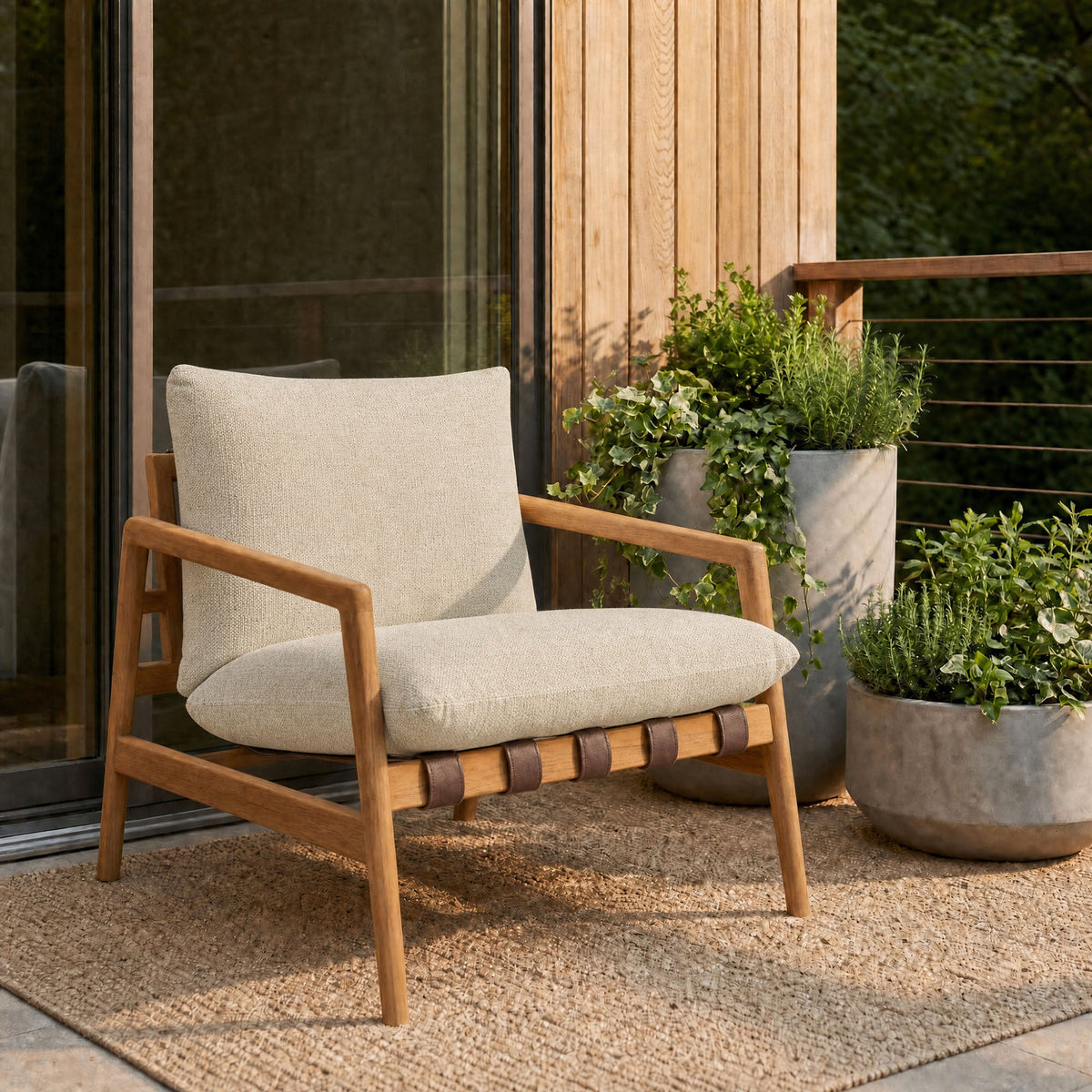 Nomi Outdoor Patio Teak Wood Sling Chair by Modway, photo 20 of 36