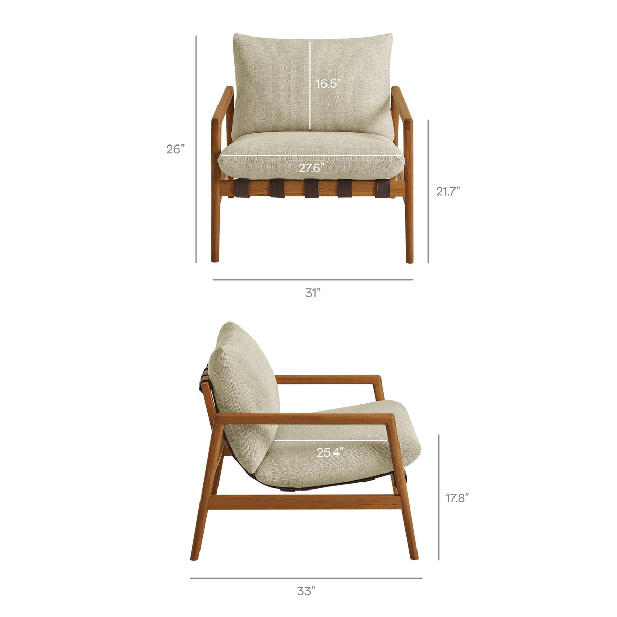 Nomi Outdoor Patio Teak Wood Sling Chair by Modway, photo 15 of 36