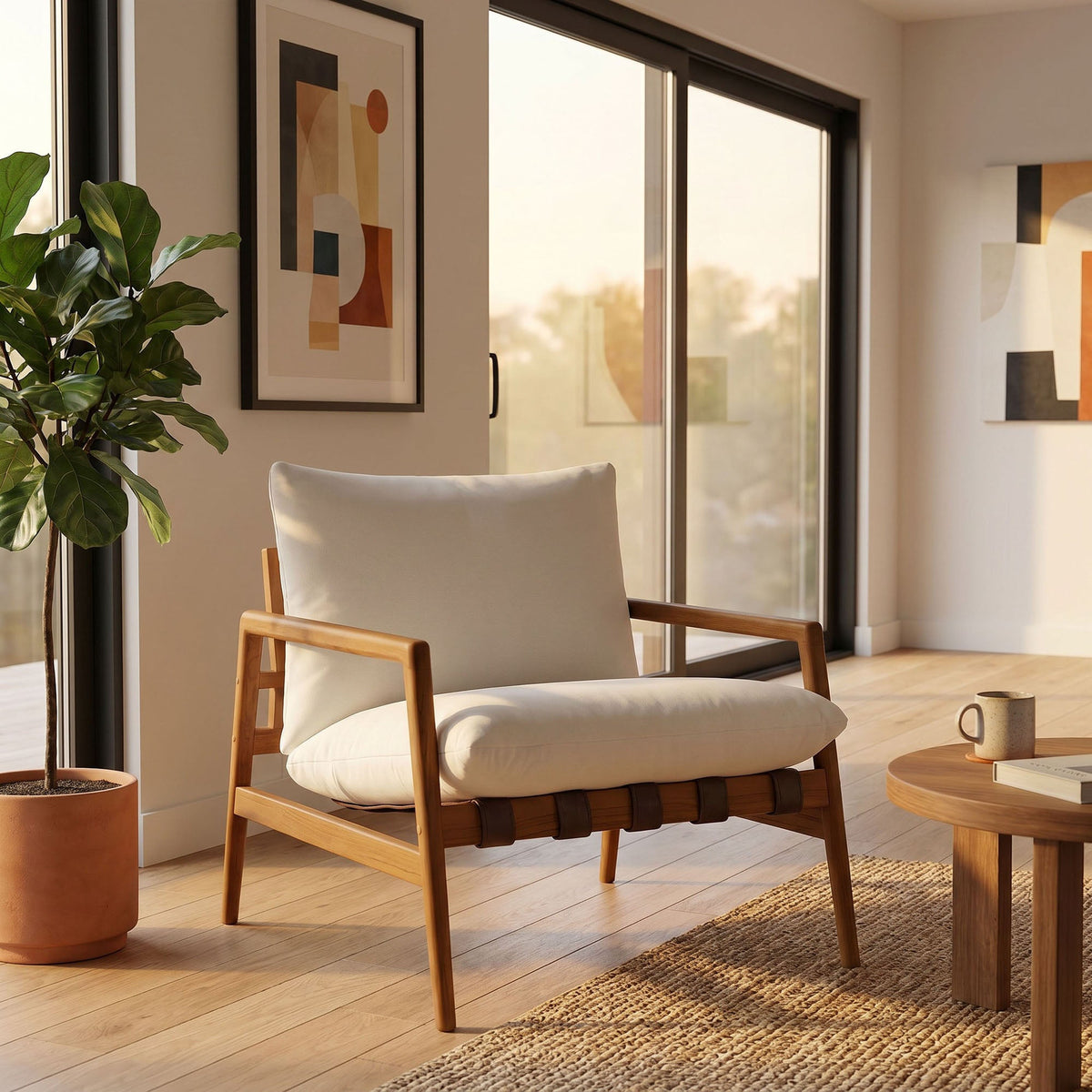 Nomi Outdoor Patio Teak Wood Sling Chair by Modway, photo 35 of 36