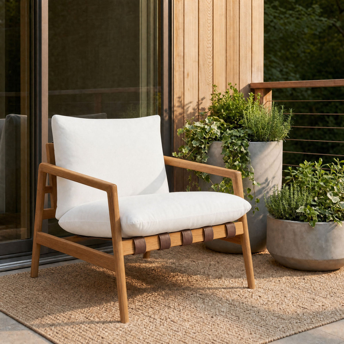 Nomi Outdoor Patio Teak Wood Sling Chair by Modway, photo 32 of 36