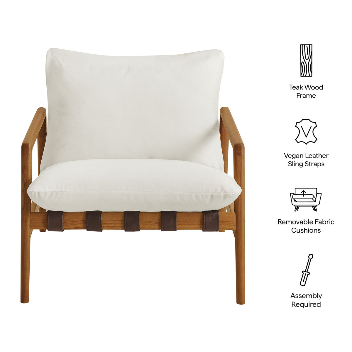 Nomi Outdoor Patio Teak Wood Sling Chair by Modway, photo 26 of 36