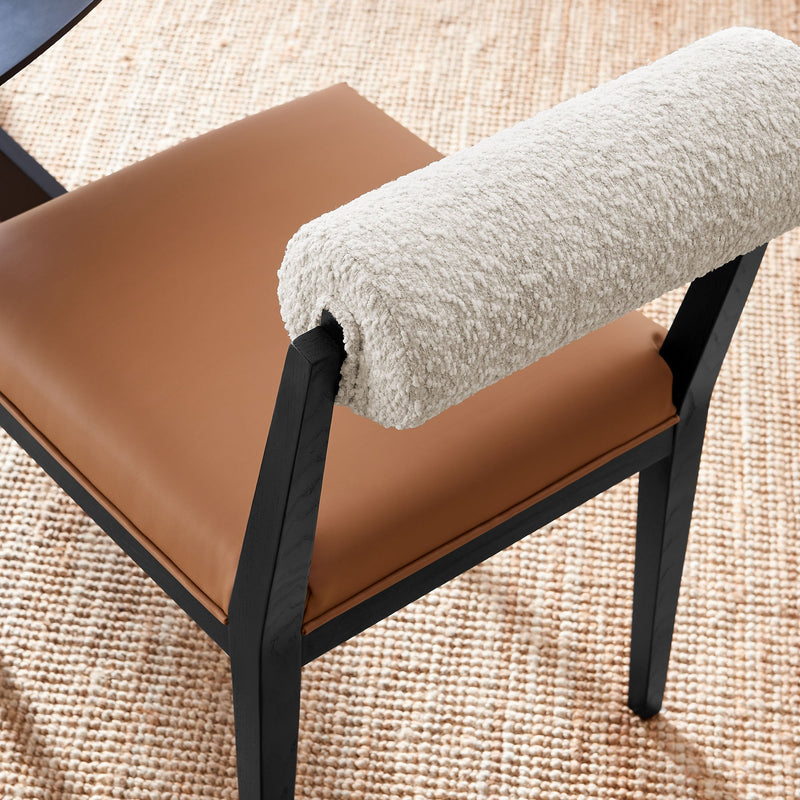 Kai Boucle and Vegan Leather Dining Chair Set of 2 by Modway, photo 10 of 10