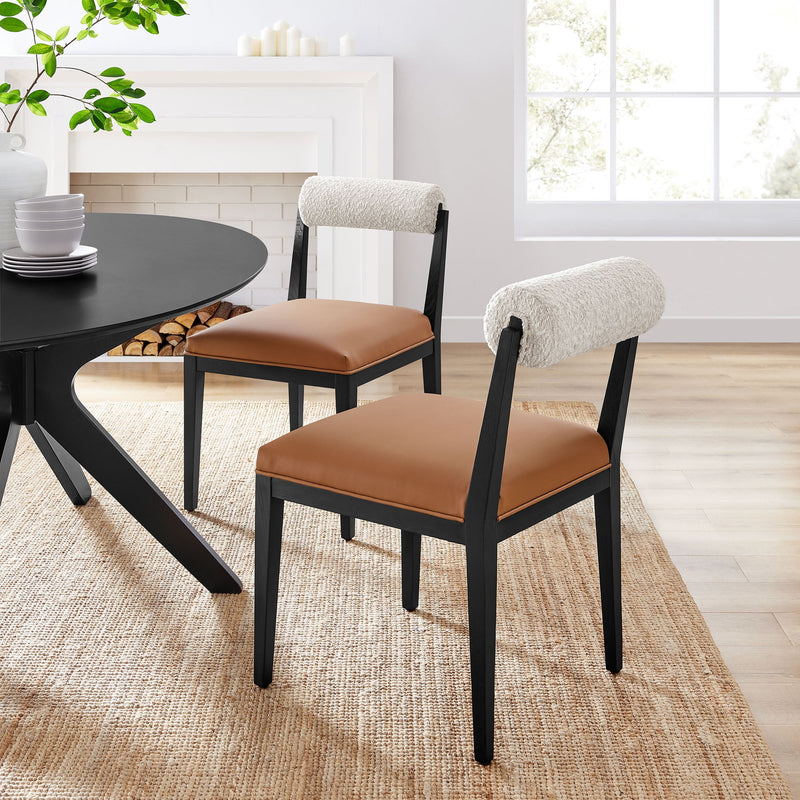 Kai Boucle and Vegan Leather Dining Chair Set of 2 by Modway, photo 9 of 10