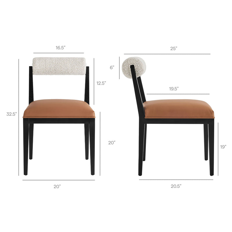 Kai Boucle and Vegan Leather Dining Chair Set of 2 by Modway, photo 3 of 10