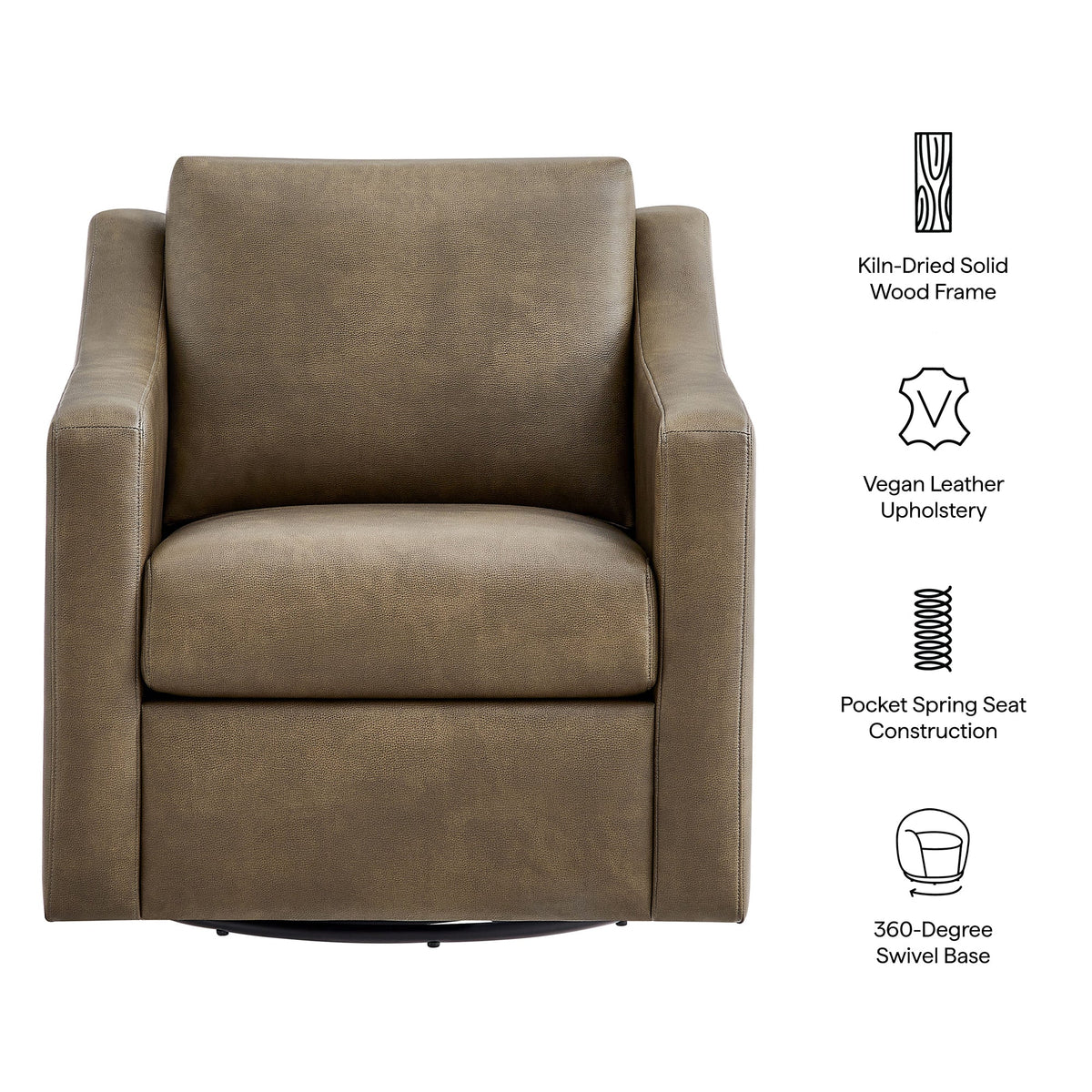 Liora Vegan Leather Swivel Armchair by Modway, photo 2 of 18