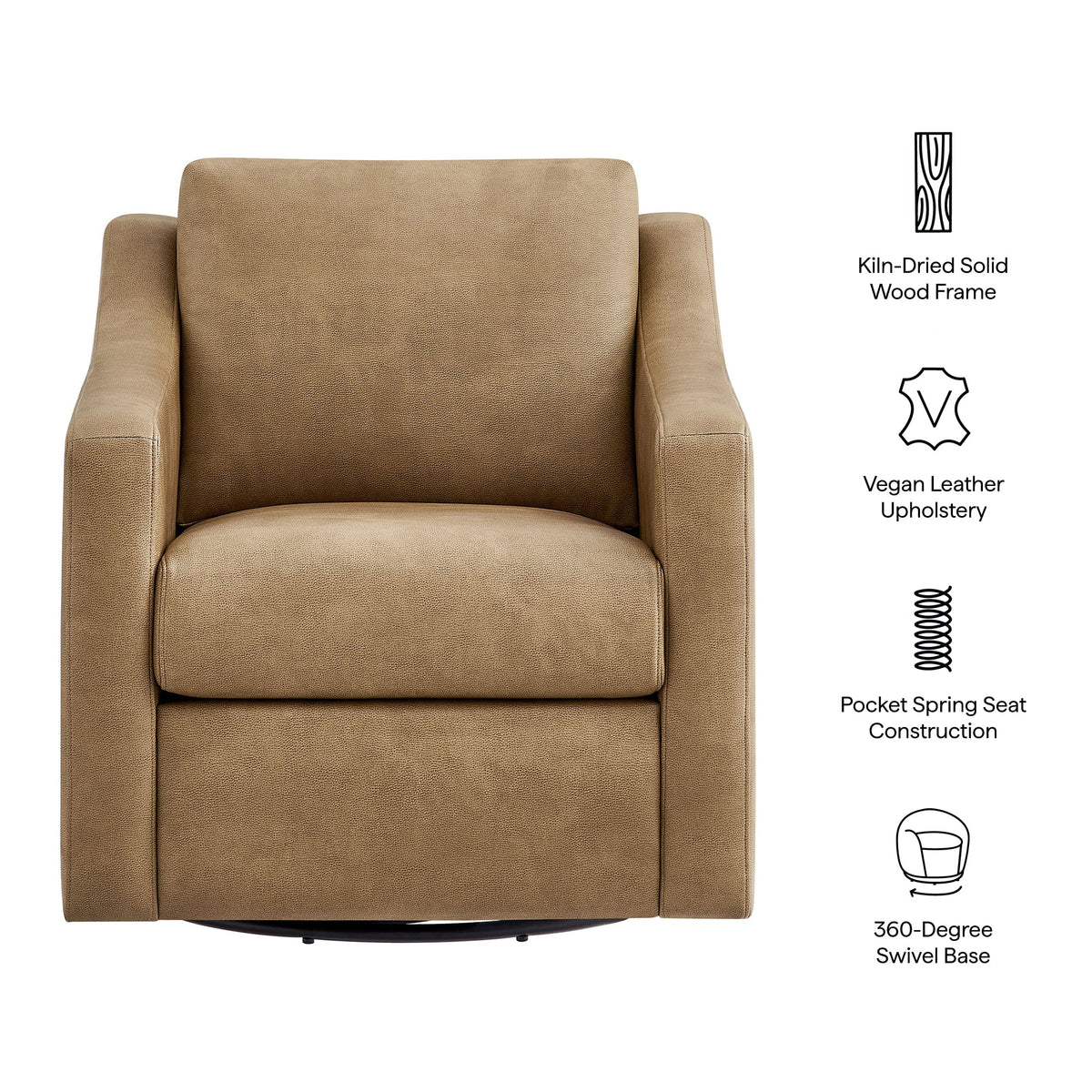 Liora Vegan Leather Swivel Armchair by Modway, photo 11 of 18