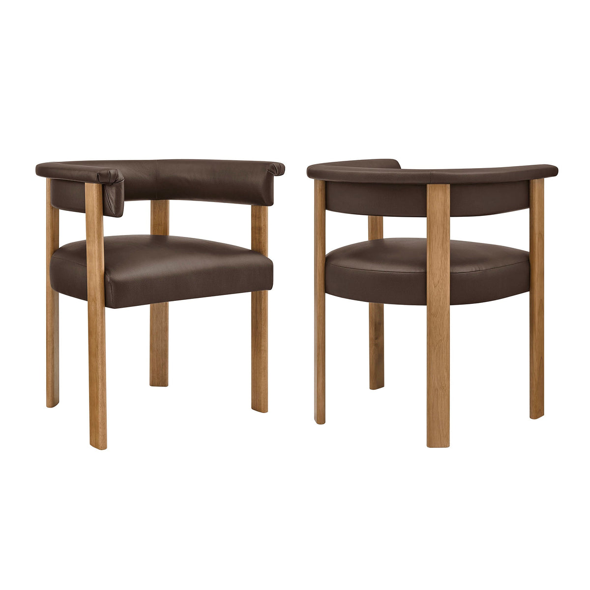 Imogen Premium Vegan Leather Barrel Dining Chairs Set of 2 by Modway