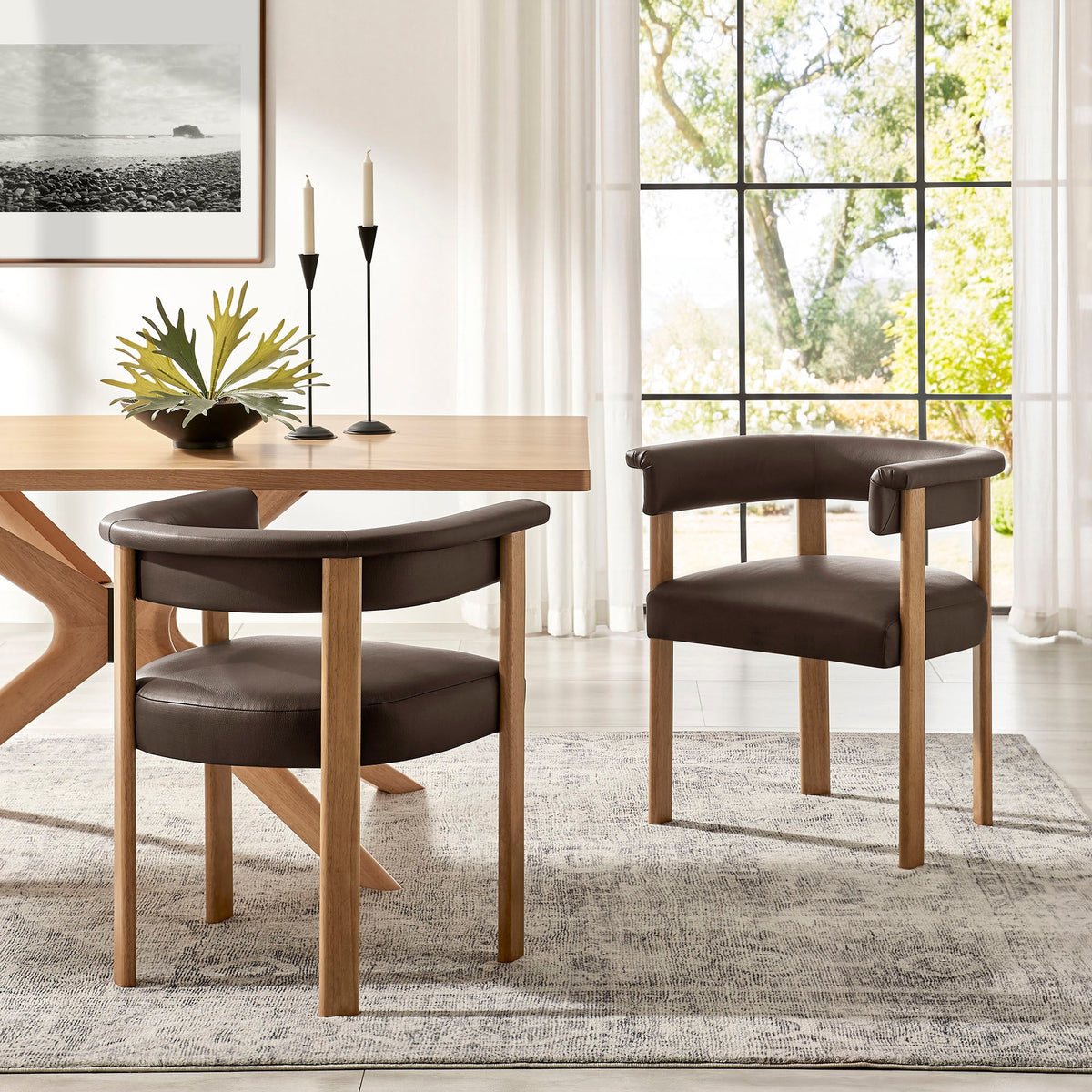 Imogen Premium Vegan Leather Barrel Dining Chairs Set of 2 by Modway, photo 9 of 20