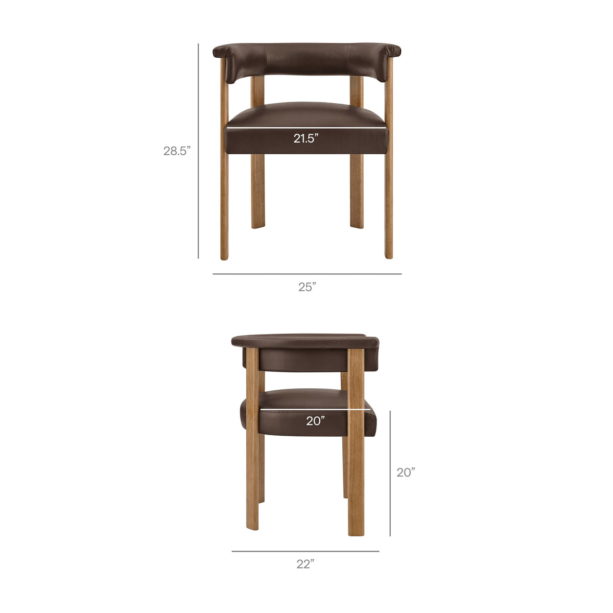 Imogen Premium Vegan Leather Barrel Dining Chairs Set of 2 by Modway, photo 3 of 20