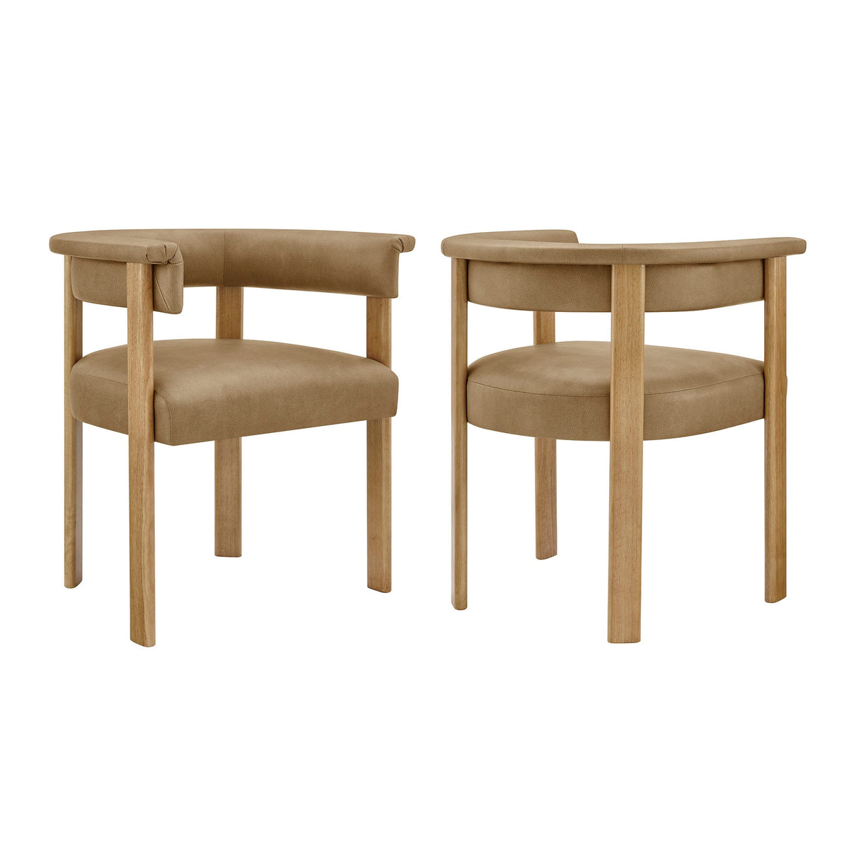 Imogen Premium Vegan Leather Barrel Dining Chairs Set of 2 by Modway, photo 11 of 20