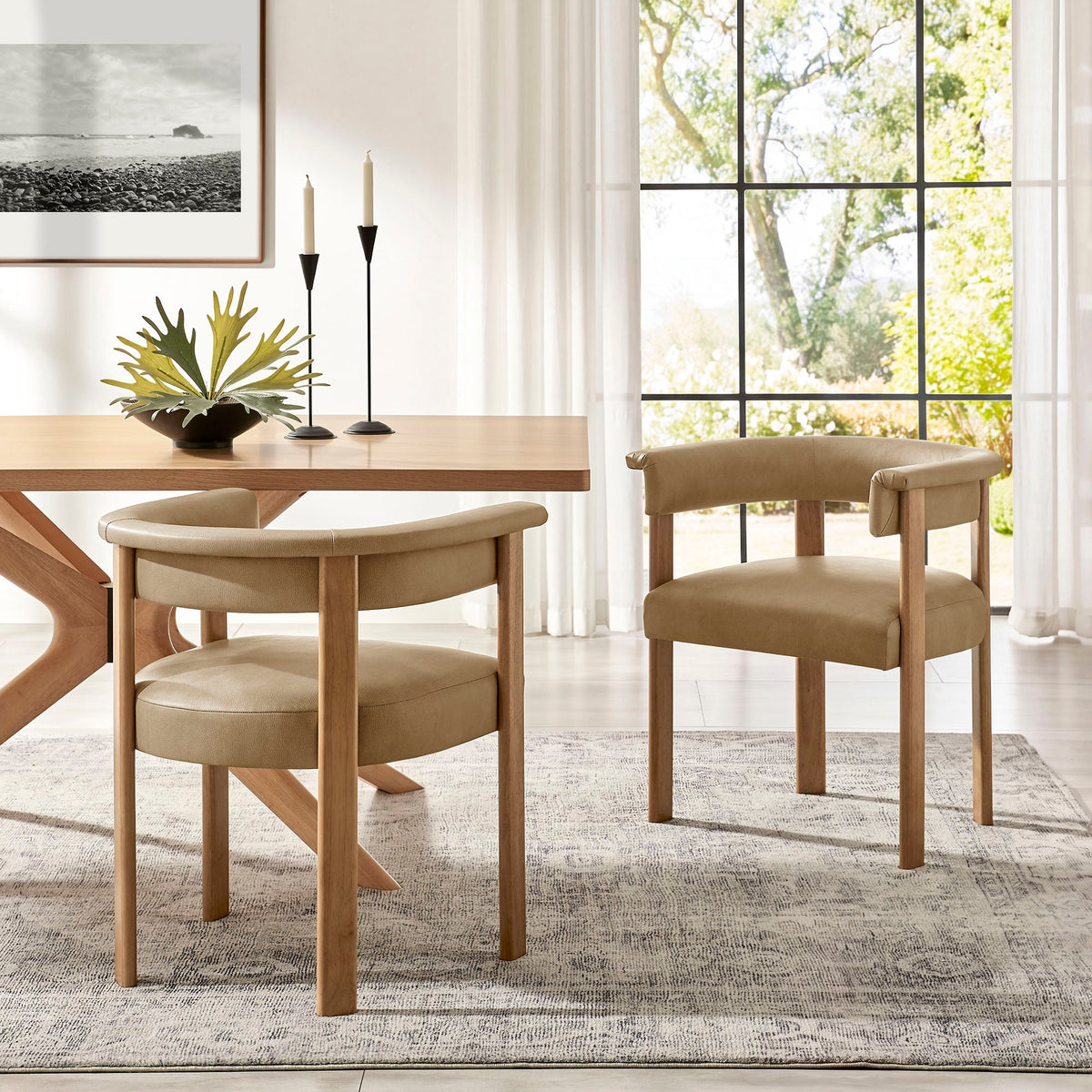 Imogen Premium Vegan Leather Barrel Dining Chairs Set of 2 by Modway, photo 19 of 20