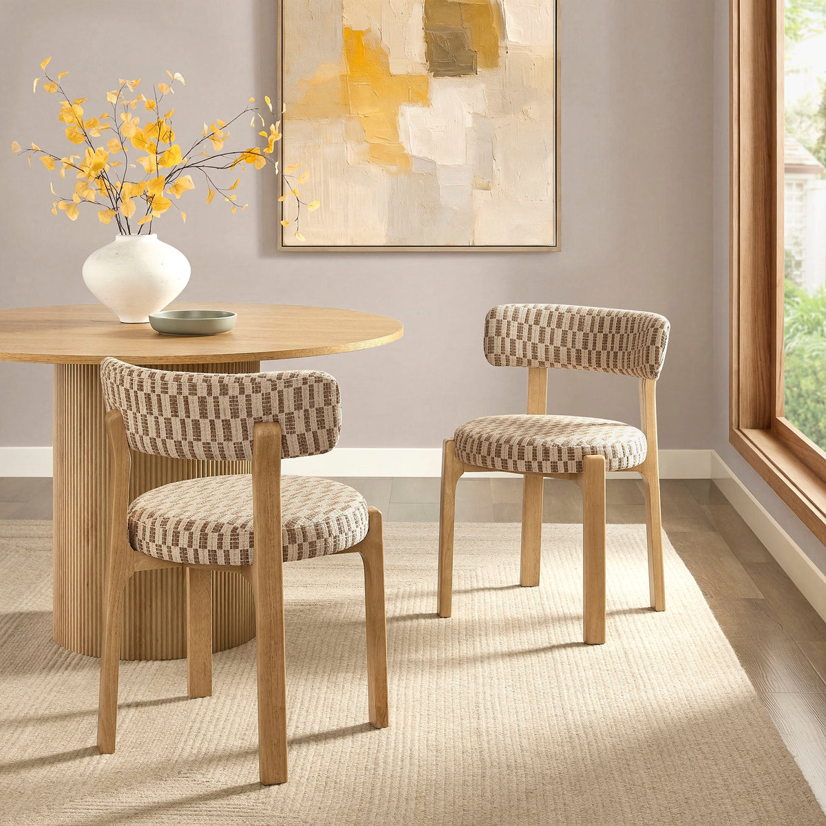 Marsha Retro Upholstered Fabric Dining Chairs Set of 2 by Modway, photo 9 of 20