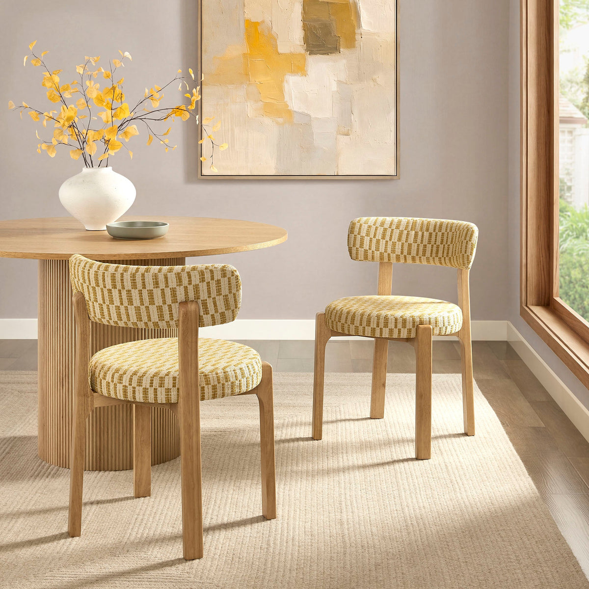 Marsha Retro Upholstered Fabric Dining Chairs Set of 2 by Modway, photo 19 of 20