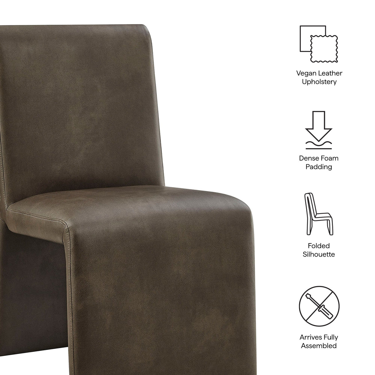 Emory Vegan Leather Dining Side Chair Set of 2 by Modway, photo 12 of 20