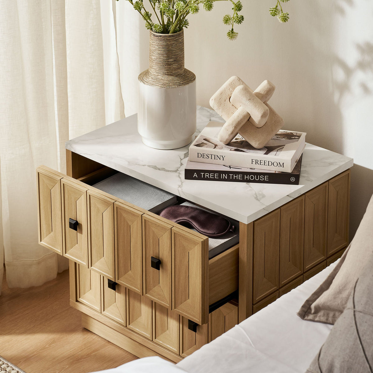 Mabry 23 Inch Geometric Faceted Two Drawer Nightstand by Modway, photo 10 of 40