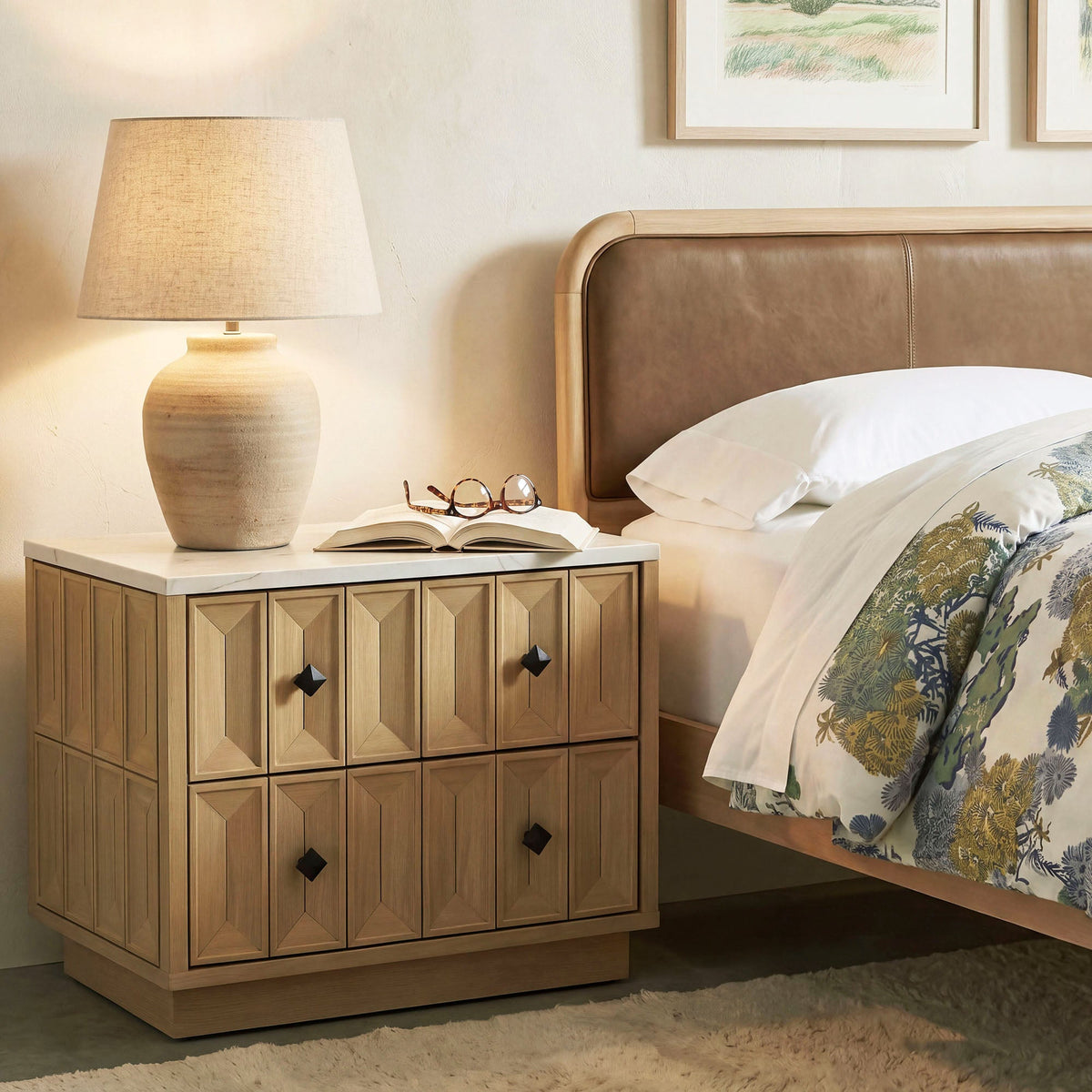 Mabry 23 Inch Geometric Faceted Two Drawer Nightstand by Modway, photo 8 of 40