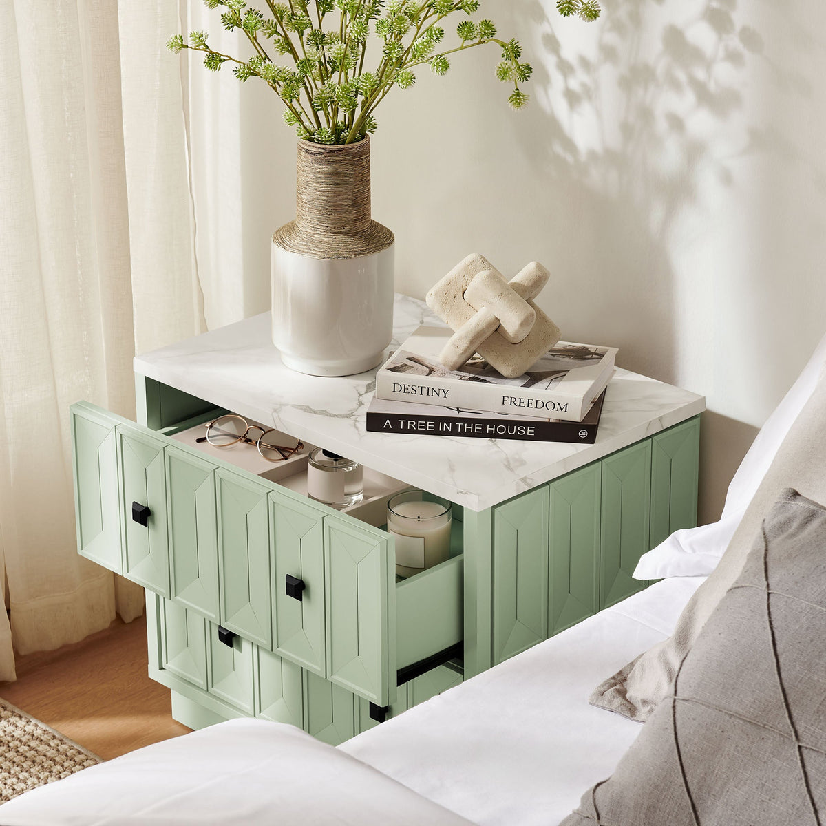 Mabry 23 Inch Geometric Faceted Two Drawer Nightstand by Modway, photo 20 of 40