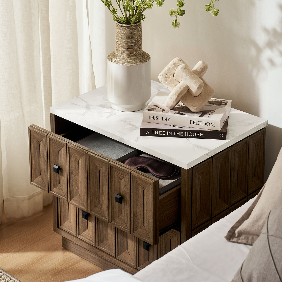 Mabry 23 Inch Geometric Faceted Two Drawer Nightstand by Modway, photo 30 of 40