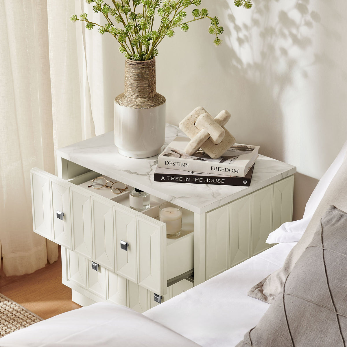 Mabry 23 Inch Geometric Faceted Two Drawer Nightstand by Modway, photo 40 of 40