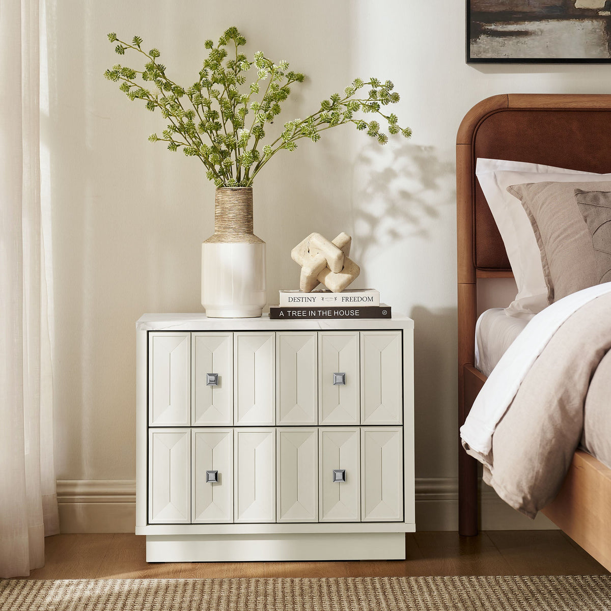 Mabry 23 Inch Geometric Faceted Two Drawer Nightstand by Modway, photo 39 of 40