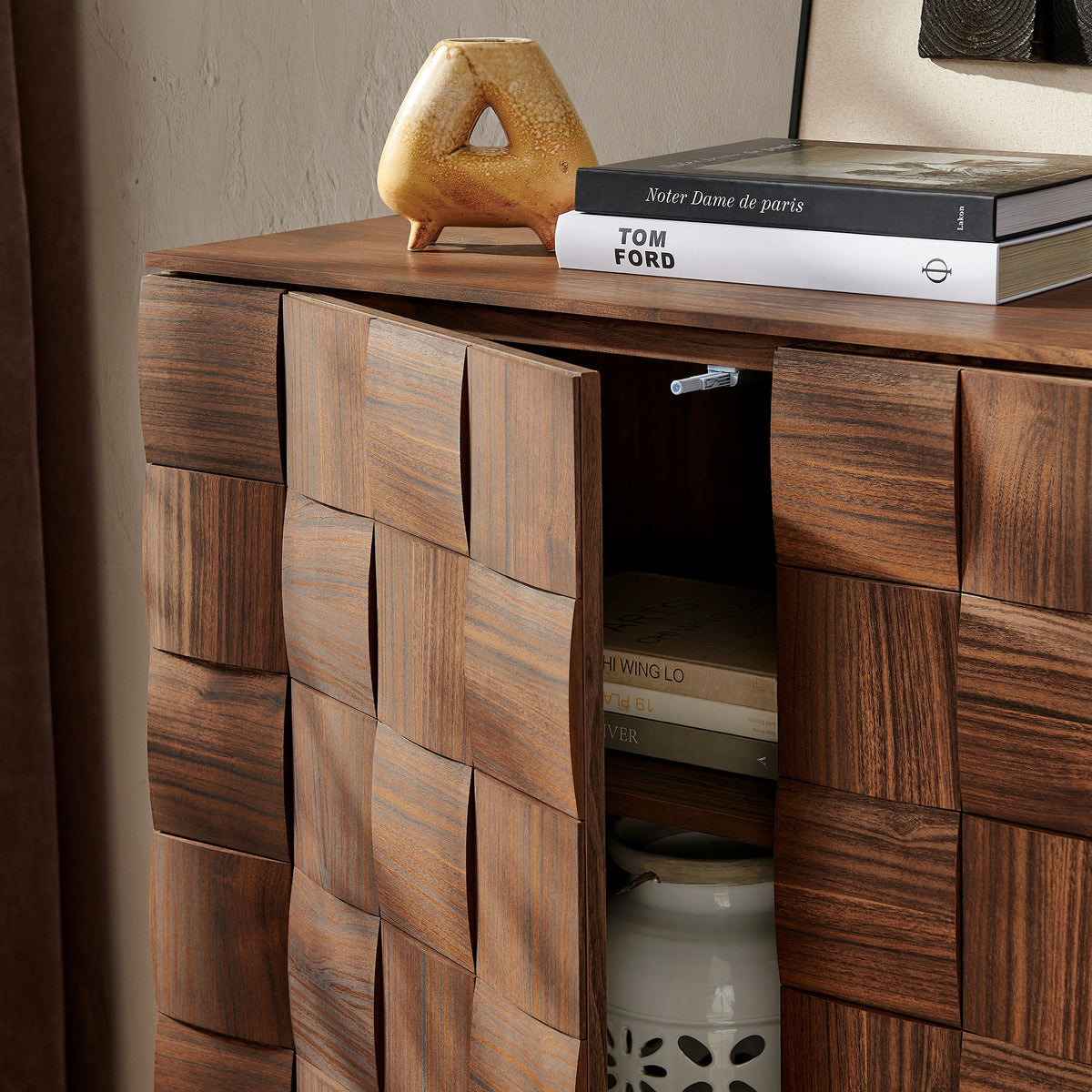 Duskin 39 Inch Geometric Block Design Tall Storage Cabinet by Modway, photo 9 of 9