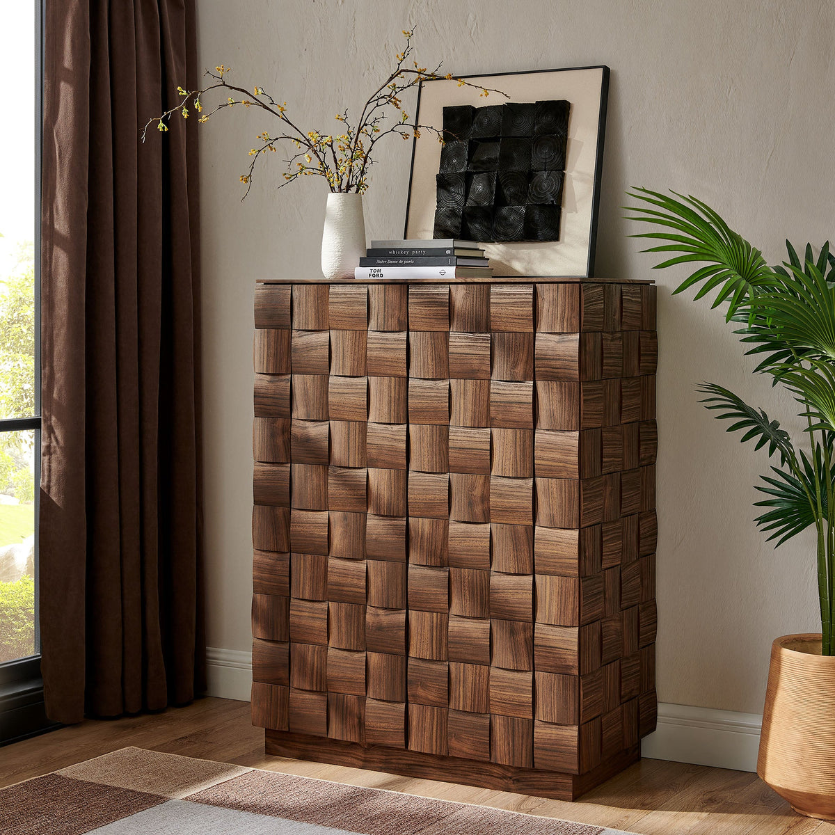 Duskin 39 Inch Geometric Block Design Tall Storage Cabinet by Modway, photo 8 of 9