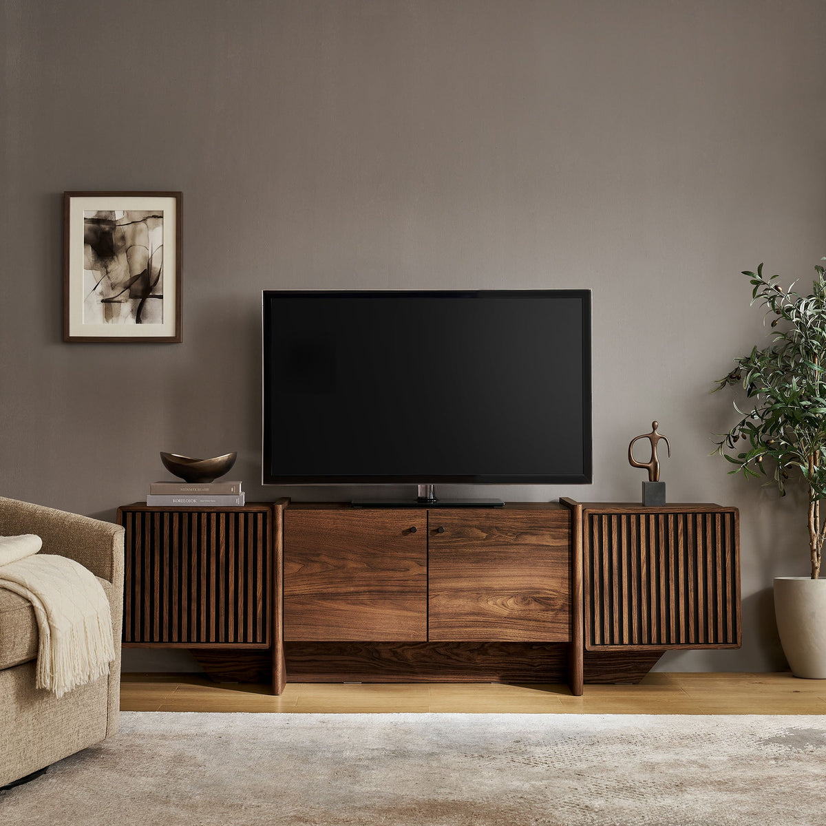 Yarrow 77 Inch Fluted Four Door TV Stand by Modway, photo 8 of 9