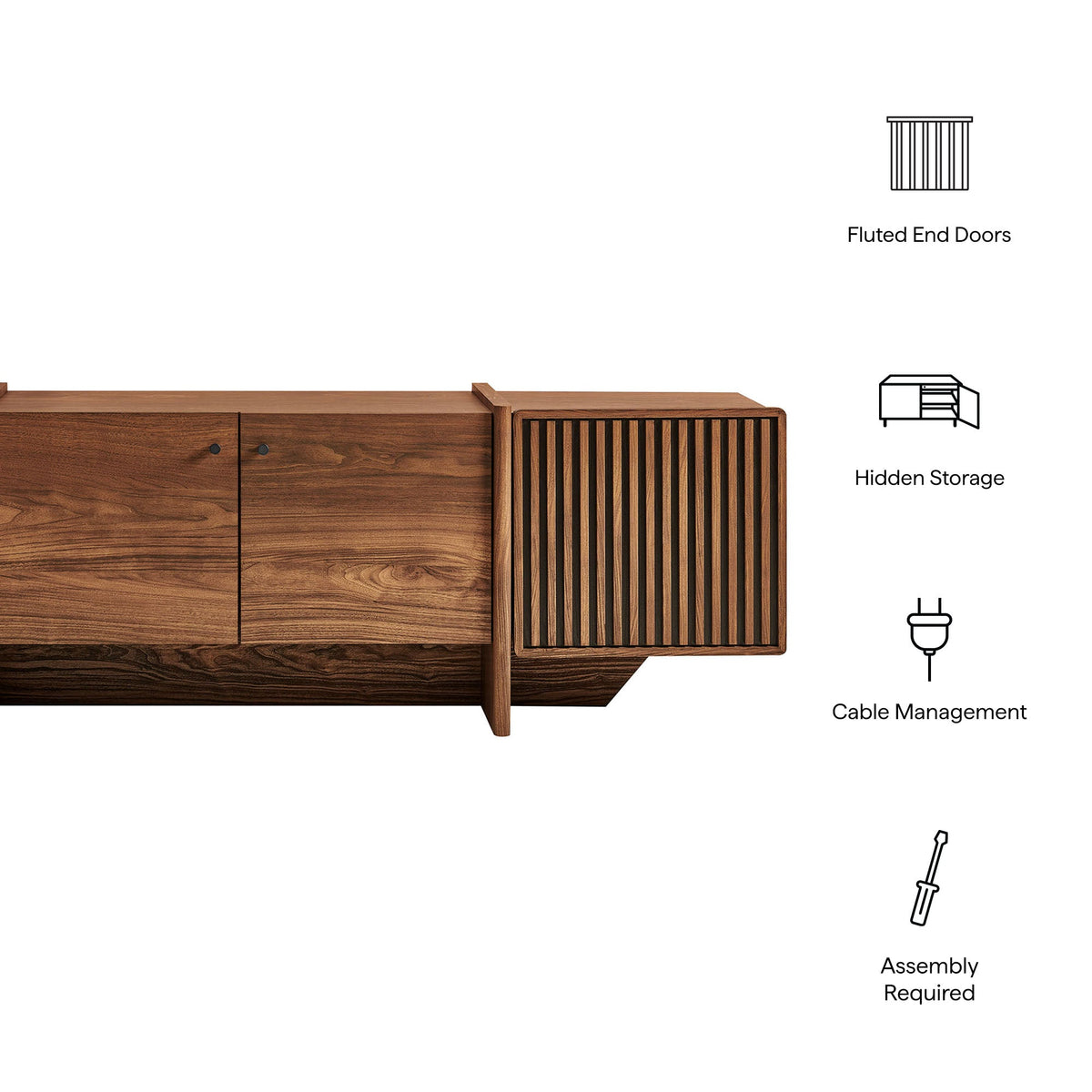 Yarrow 77 Inch Fluted Four Door TV Stand by Modway, photo 2 of 9